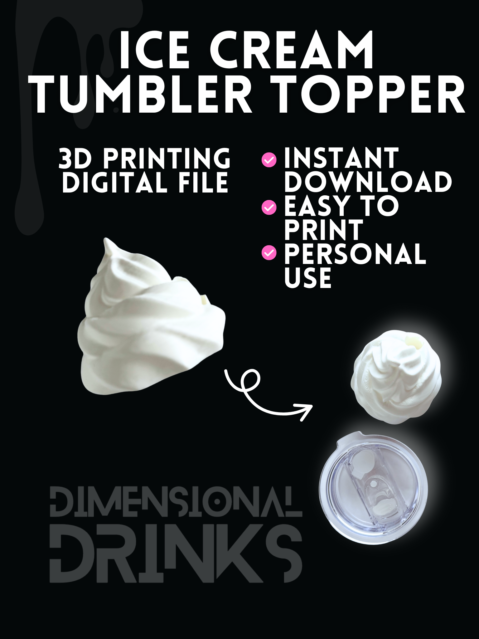 Small Ice Cream Topper Digital STL File