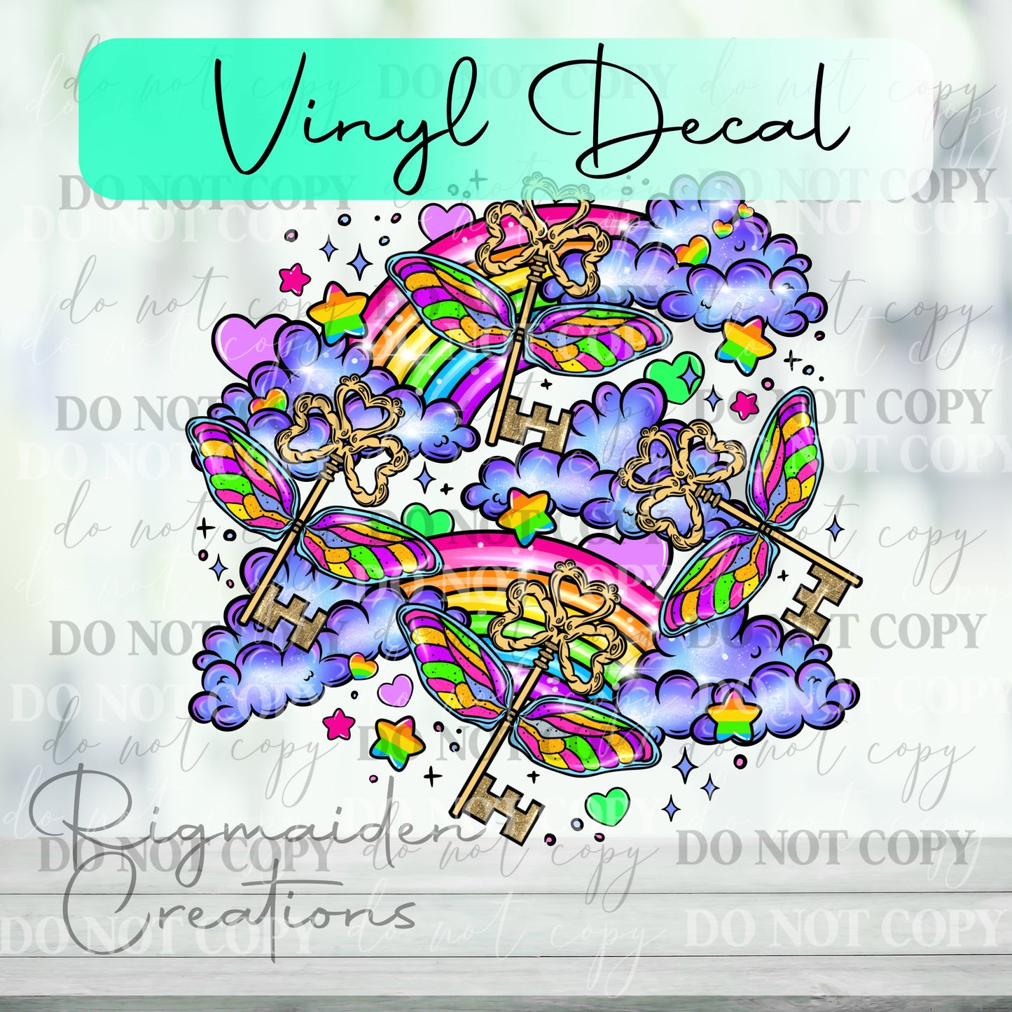 Rainbows Flying Keys Vinyl Decal