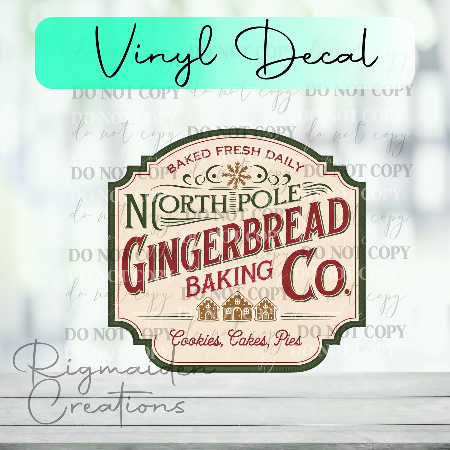 North Pole Gingerbread Baking Christmas Label Vinyl Decal