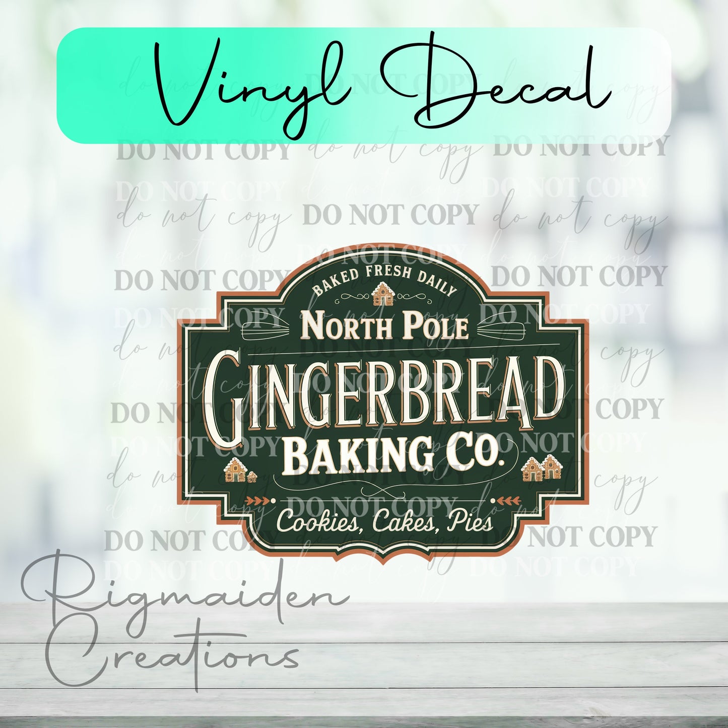 North Pole Gingerbread Baking Co Christmas Vinyl Decal