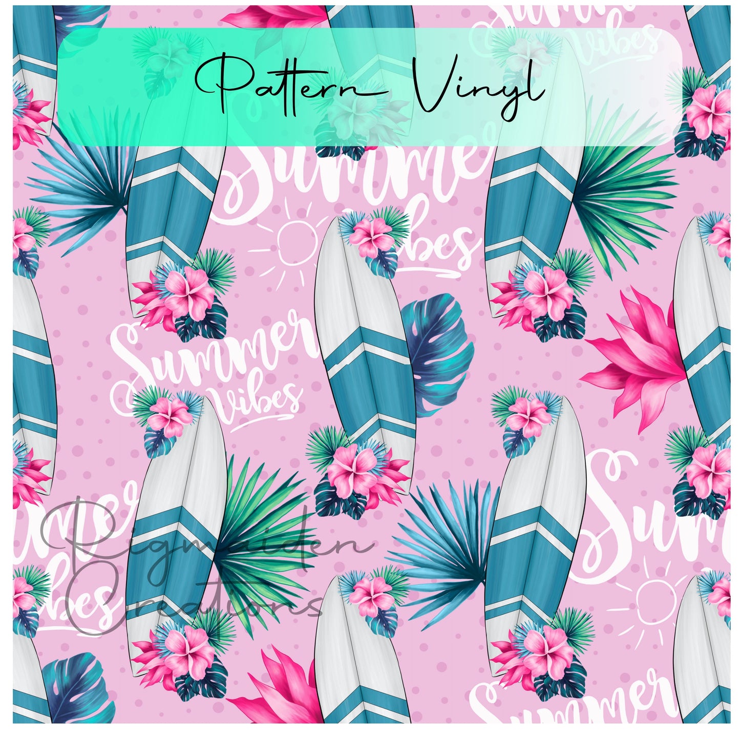 Summer Surf Vibes Pattern Vinyl - 12x12