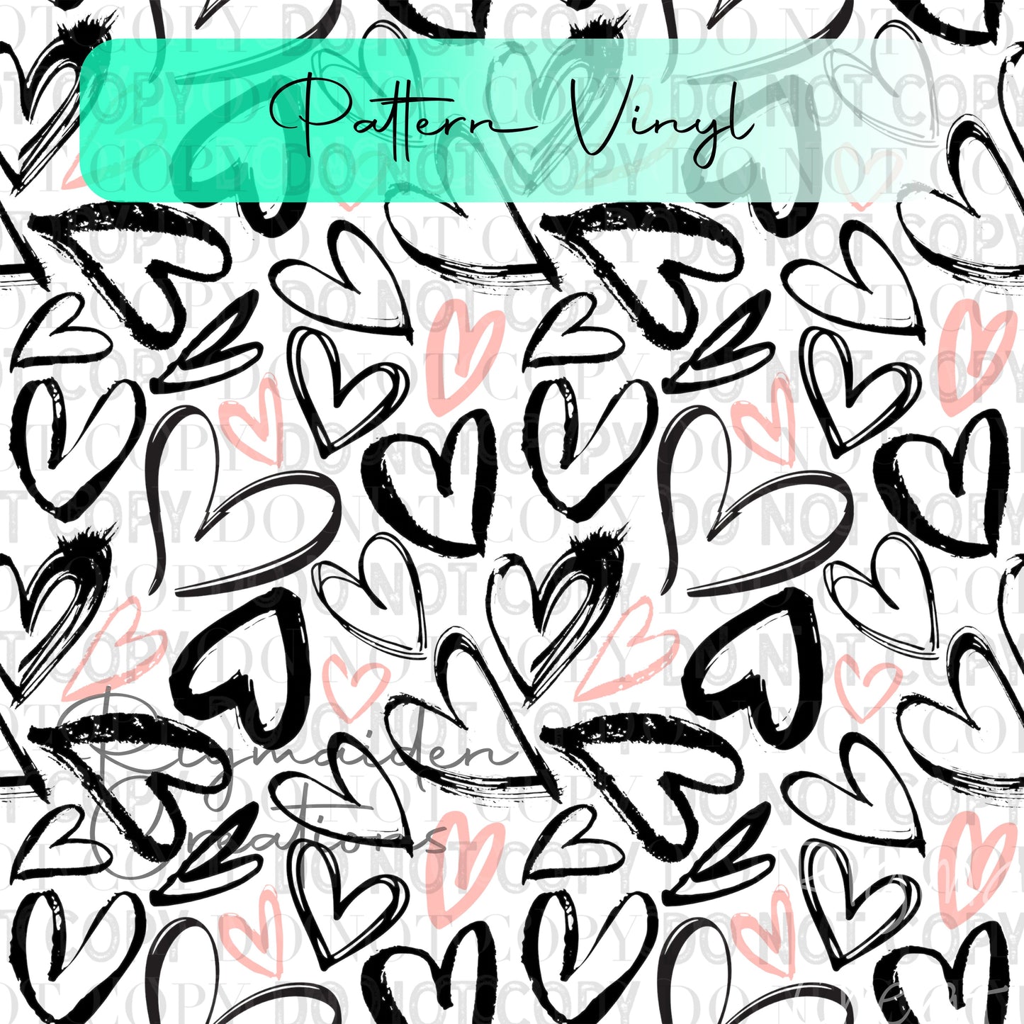 Brush Stroke Hearts Pattern Vinyl - 12x12