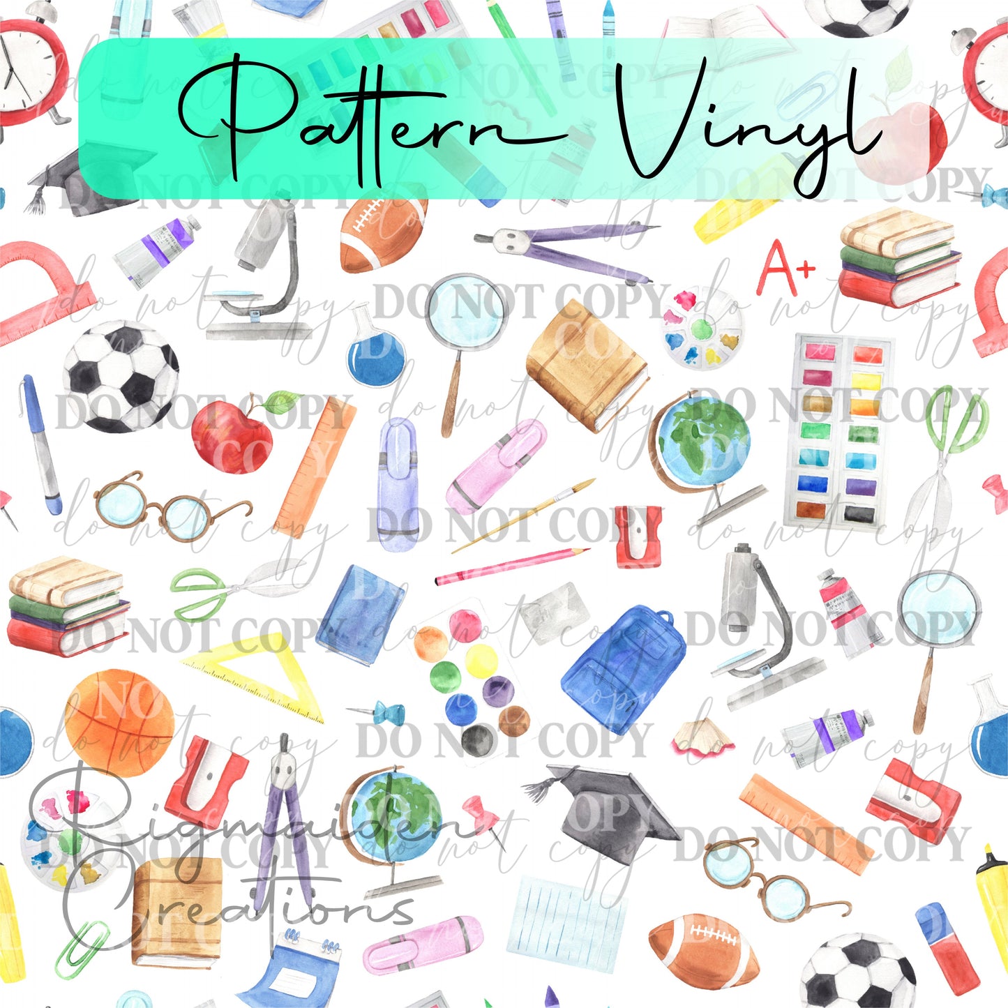 Back to School Fun Pattern 2 Vinyl - 12x12