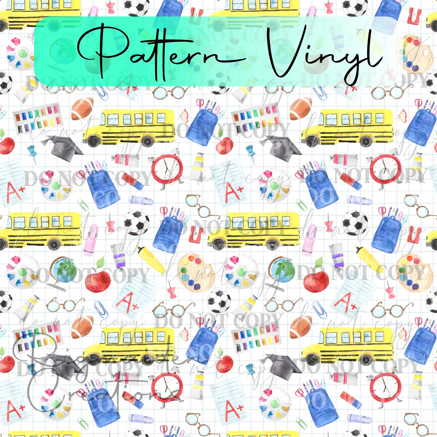 Back to School Fun Pattern Vinyl - 12x12