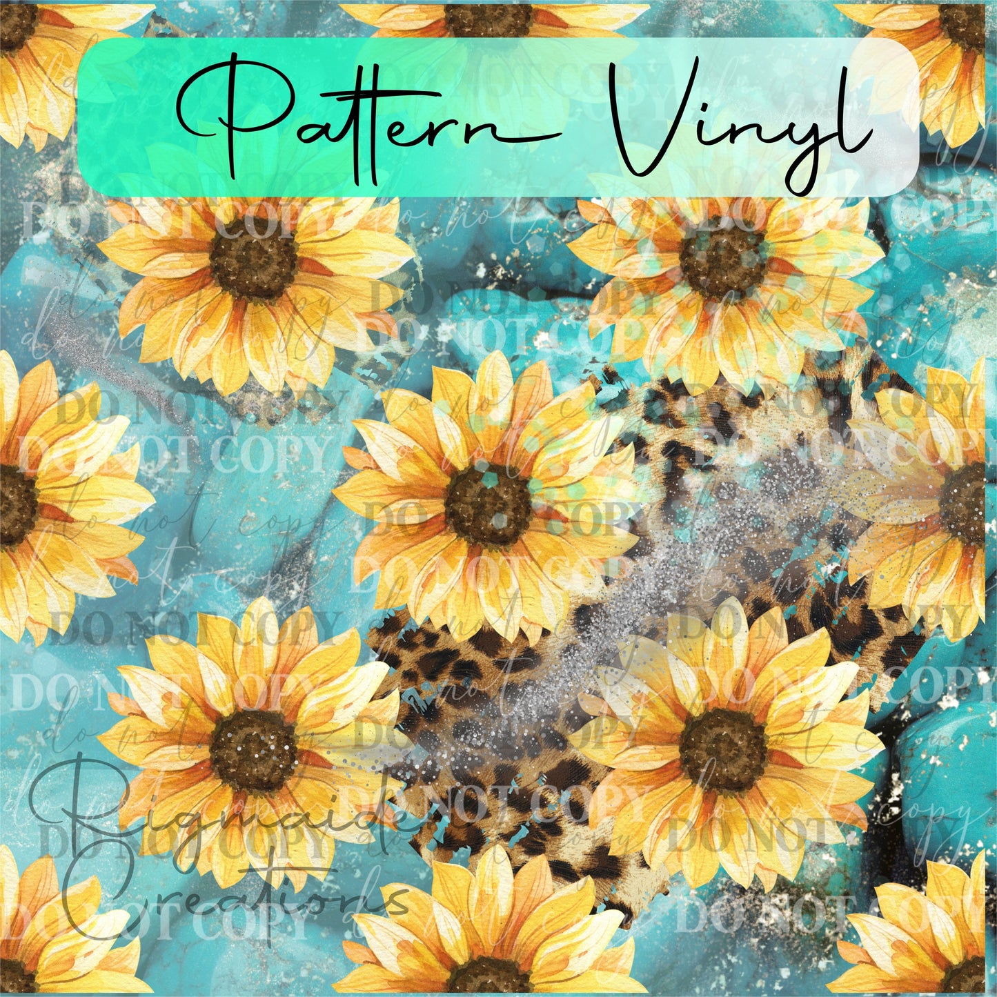 Sunflower Leopard Turquoise Pattern Vinyl - 12x12