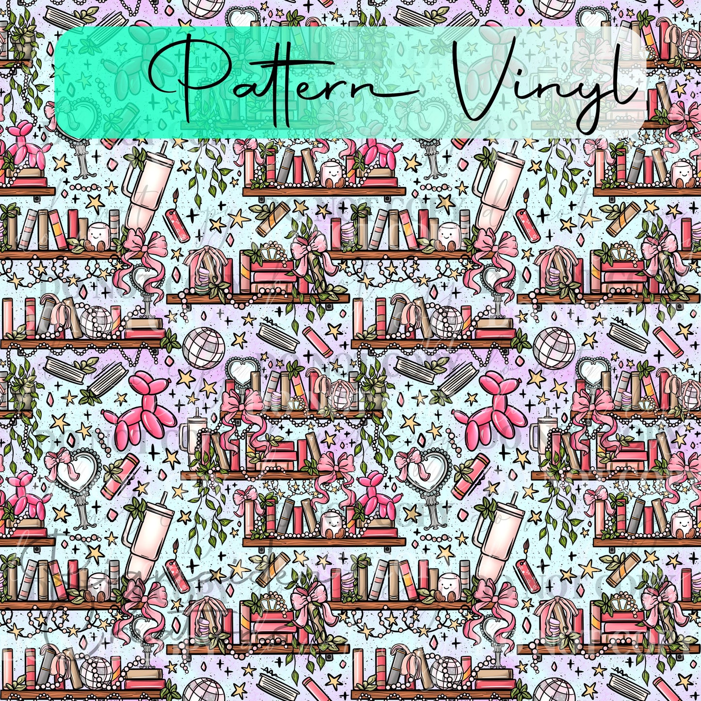 Cozy Bookworm Pattern Vinyl - 12x12