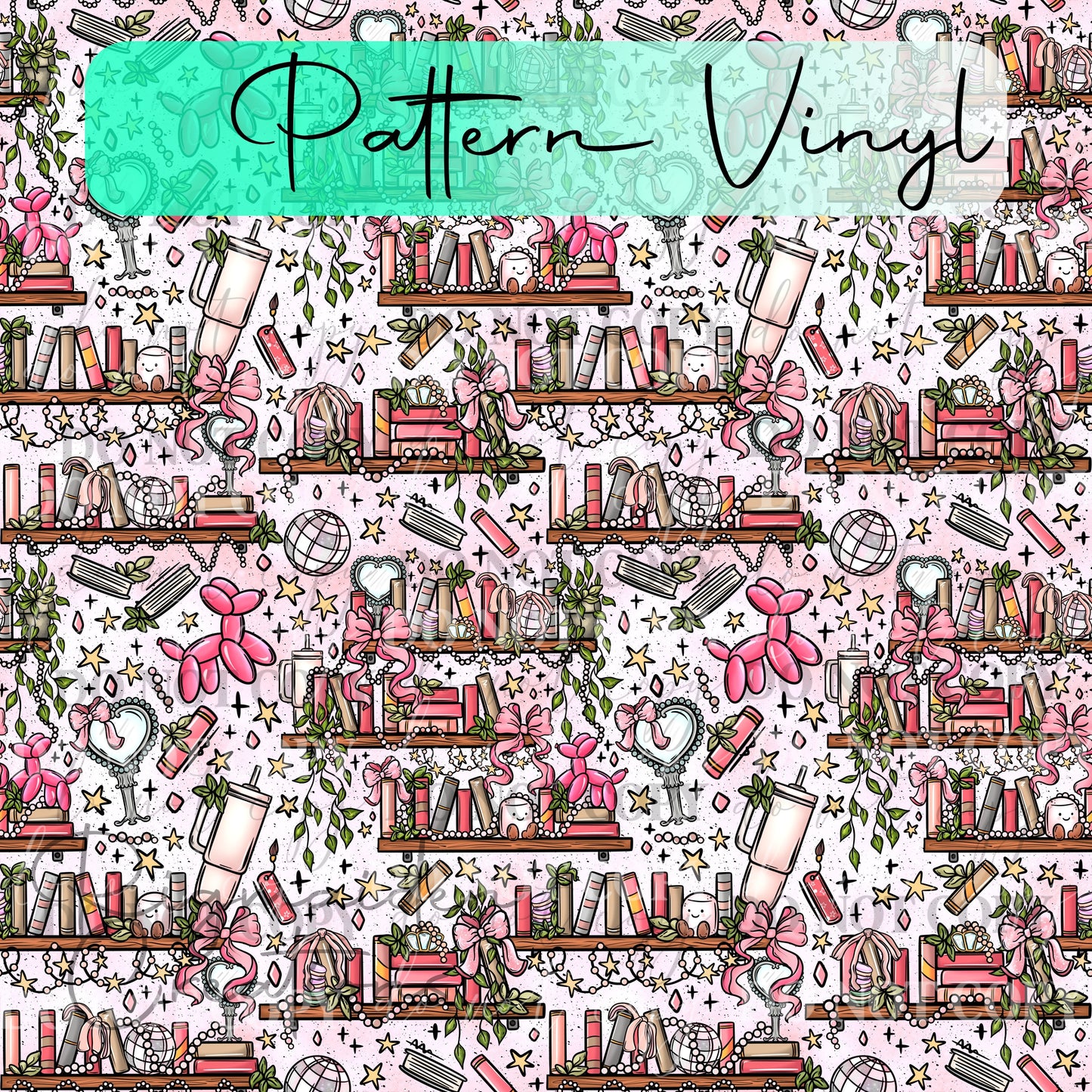 Whimsical Book Nook Pattern Vinyl - 12x12