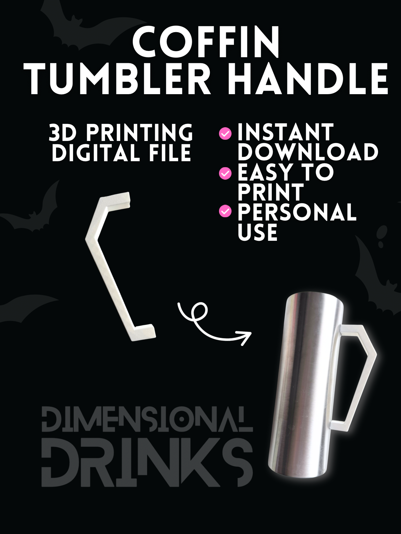 Coffin Tumbler Handle Digital STL File