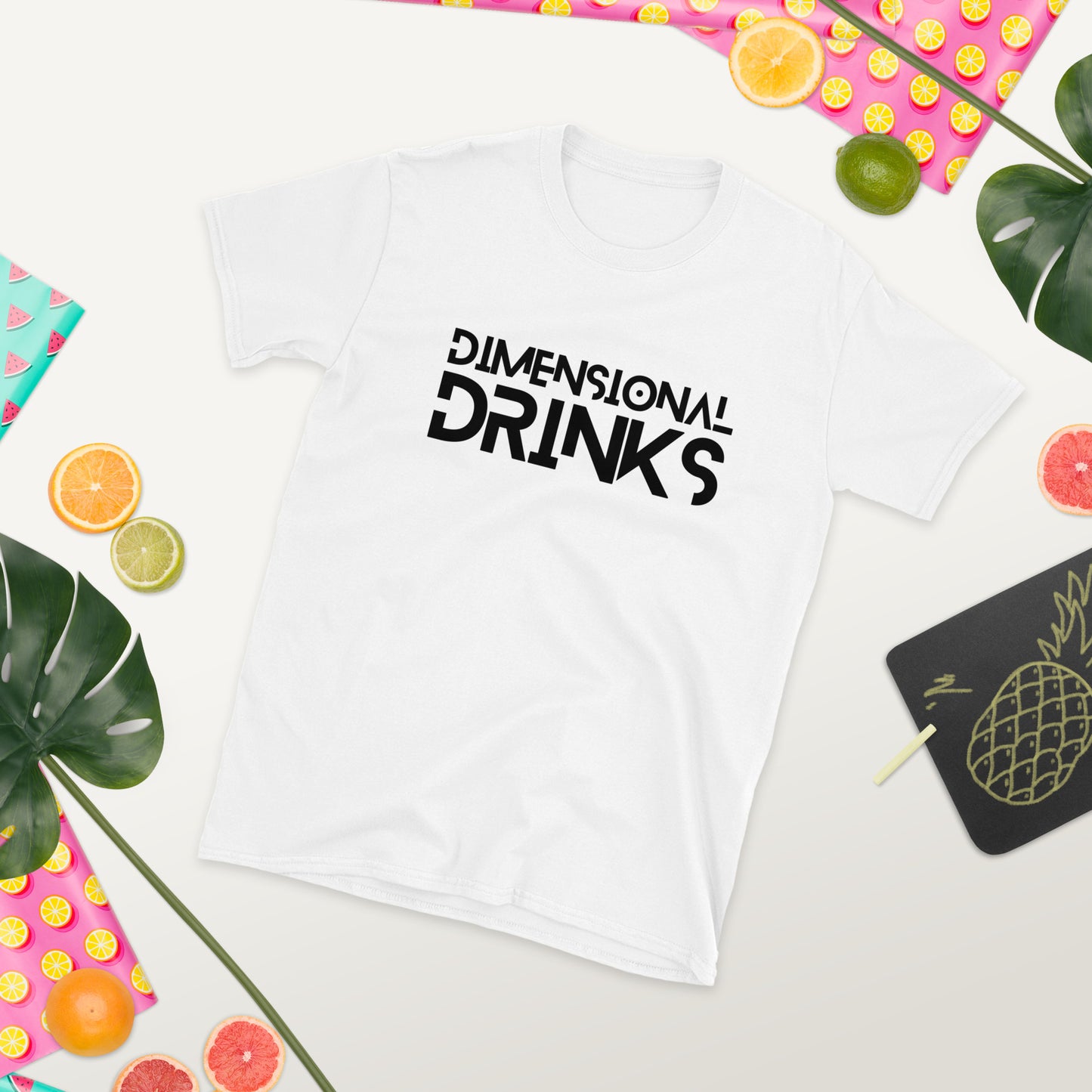 White Dimensional Drinks Short-Sleeve Unisex T-Shirt