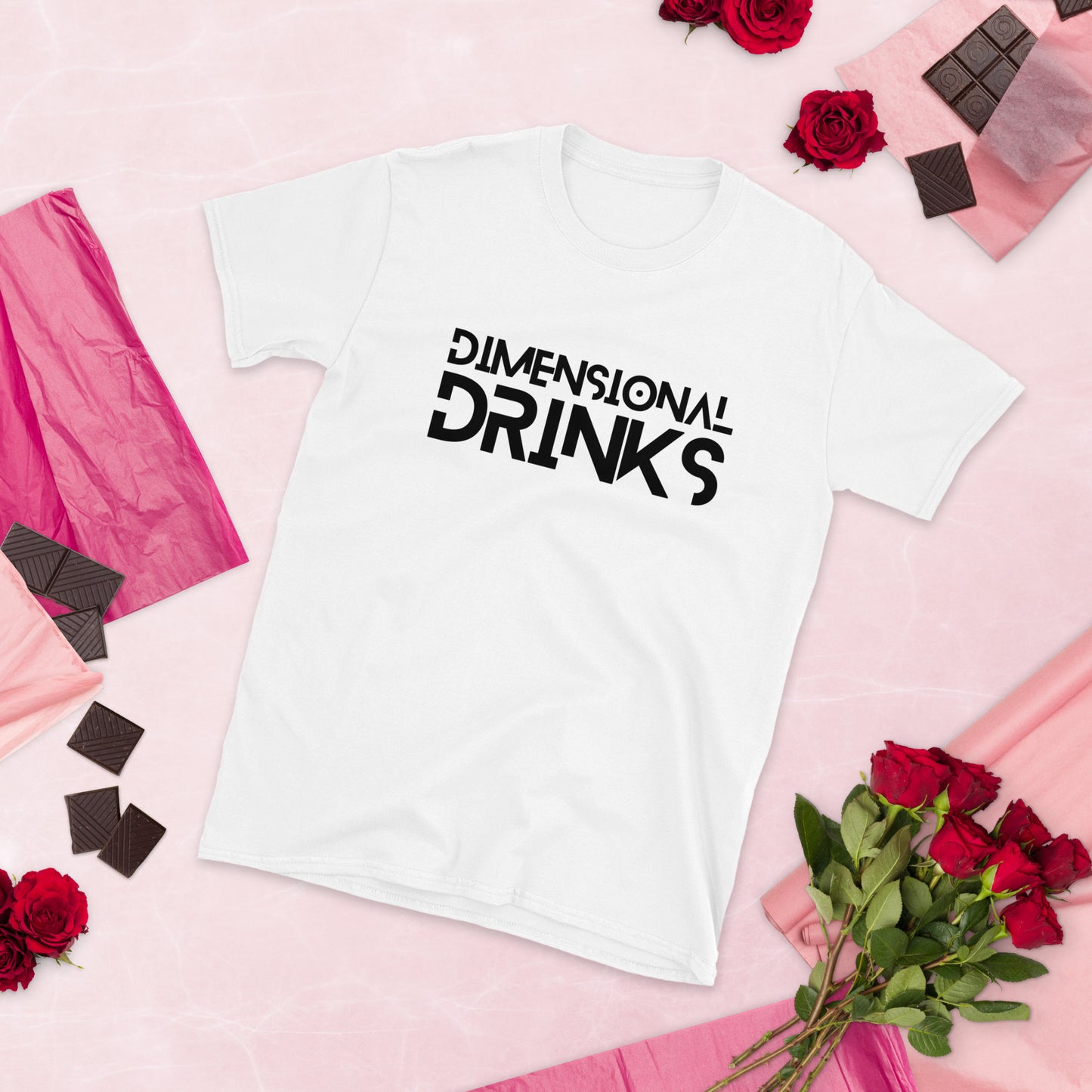 White Dimensional Drinks Short-Sleeve Unisex T-Shirt