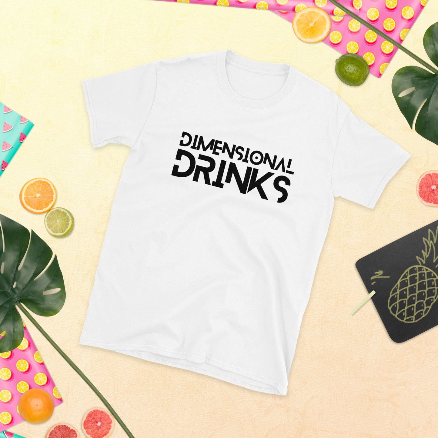 White Dimensional Drinks Short-Sleeve Unisex T-Shirt