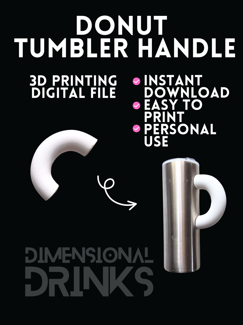 Donut Tumbler Handle Digital STL File