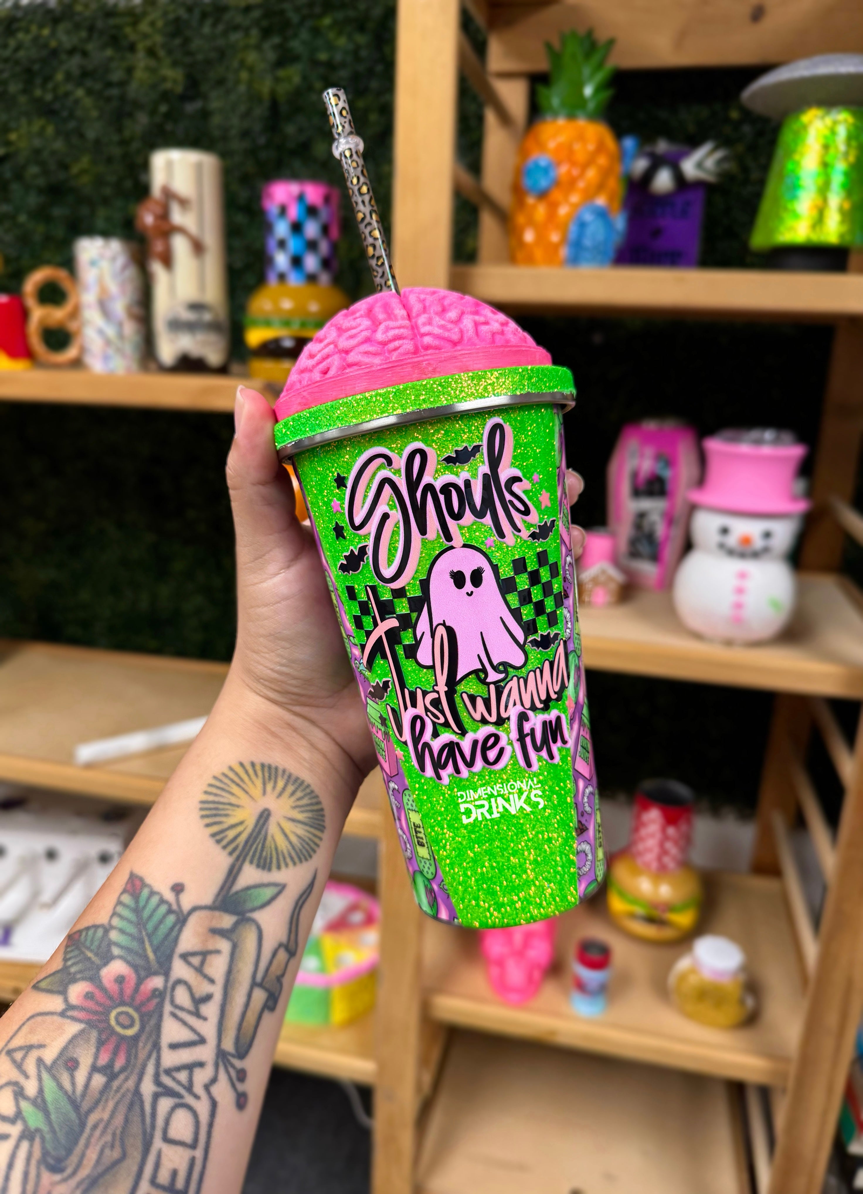 Snowglobe Brain Tumbler Topper