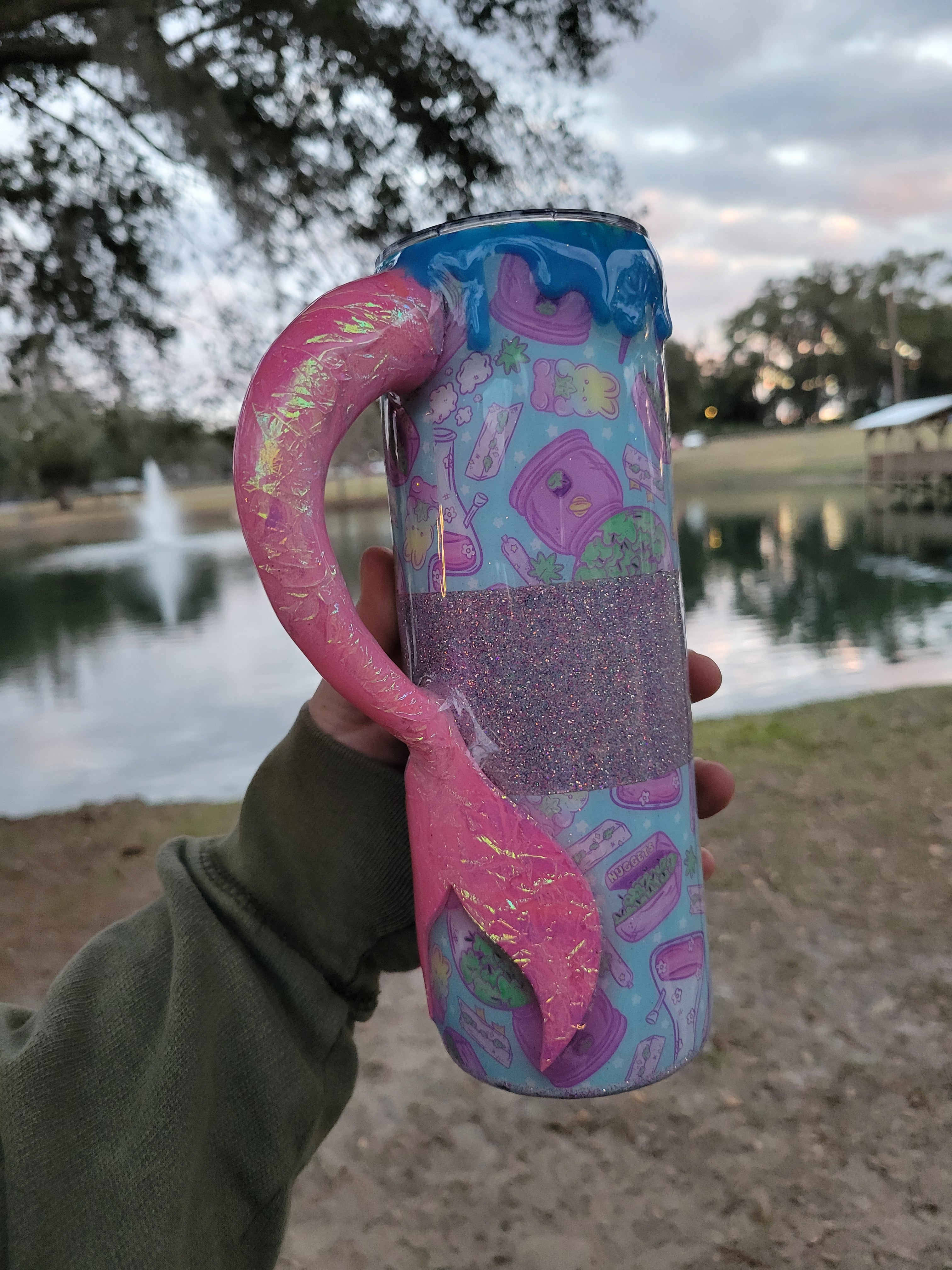 READY TO SHIP Sea"weed" Tumbler with 3D Mermaid Tail Handle