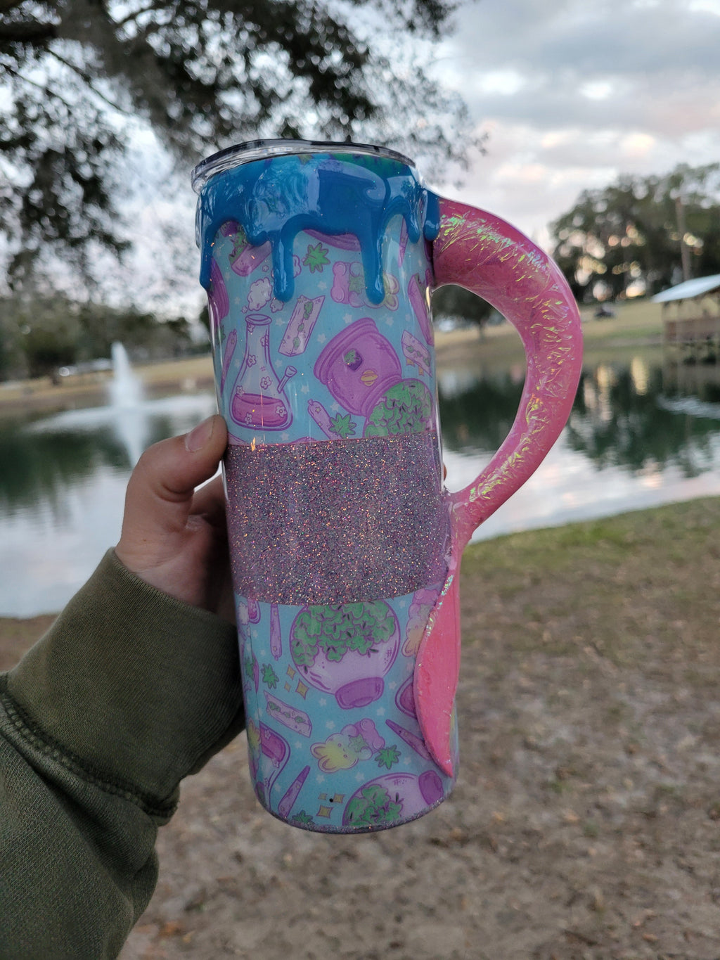 READY TO SHIP Sea"weed" Tumbler with 3D Mermaid Tail Handle