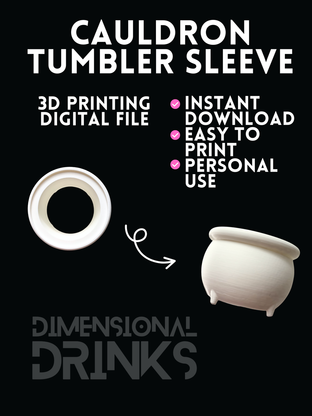 Cauldron 3D Tumbler Sleeve Digital STL File