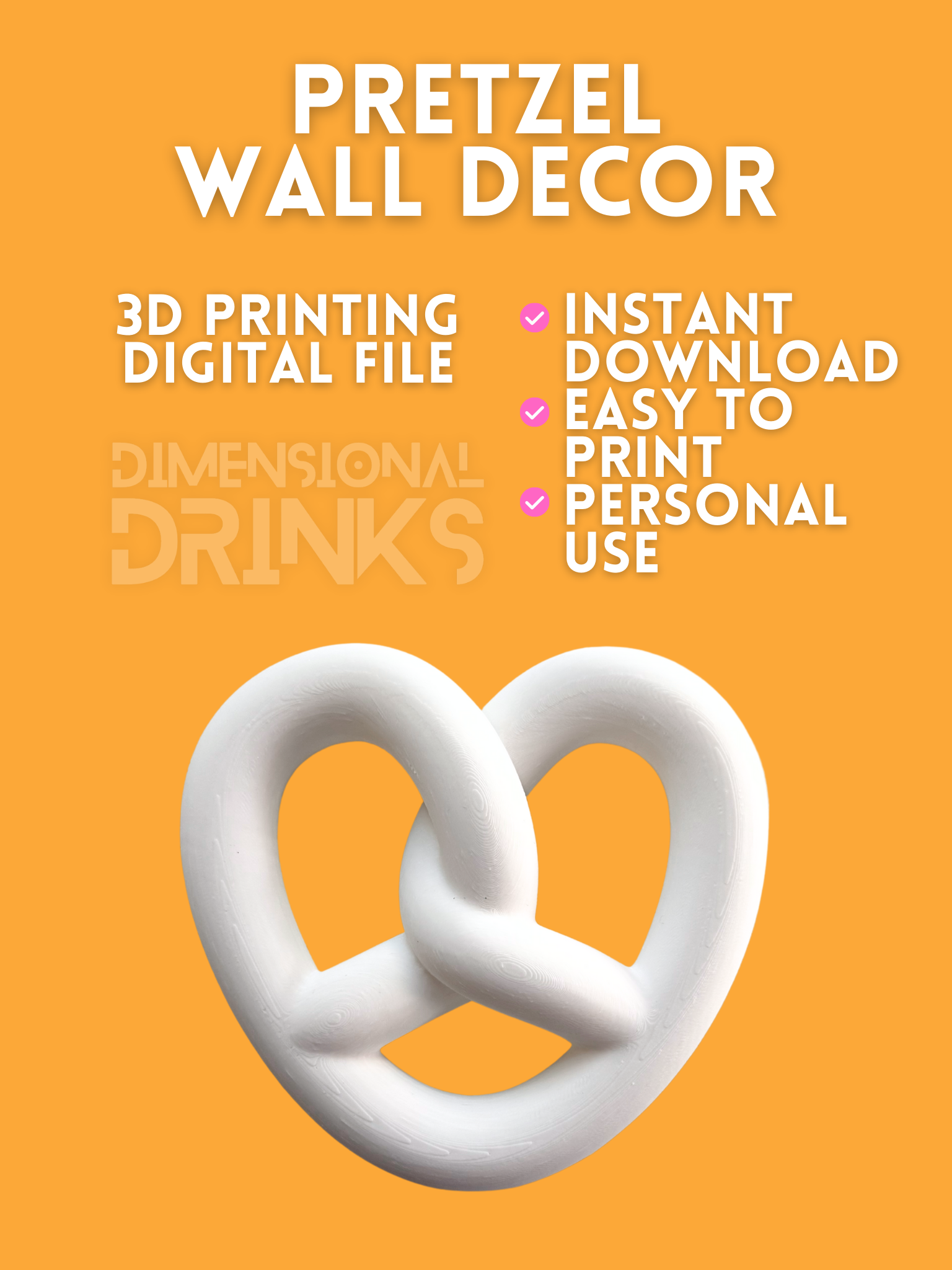 Pretzel Wall Decor Digital STL File