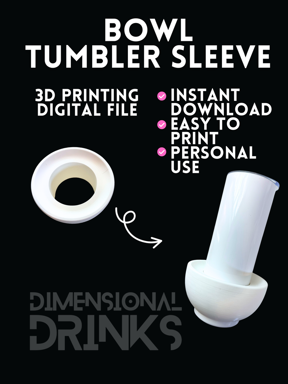 Bowl 3D Tumbler Sleeve Digital STL File