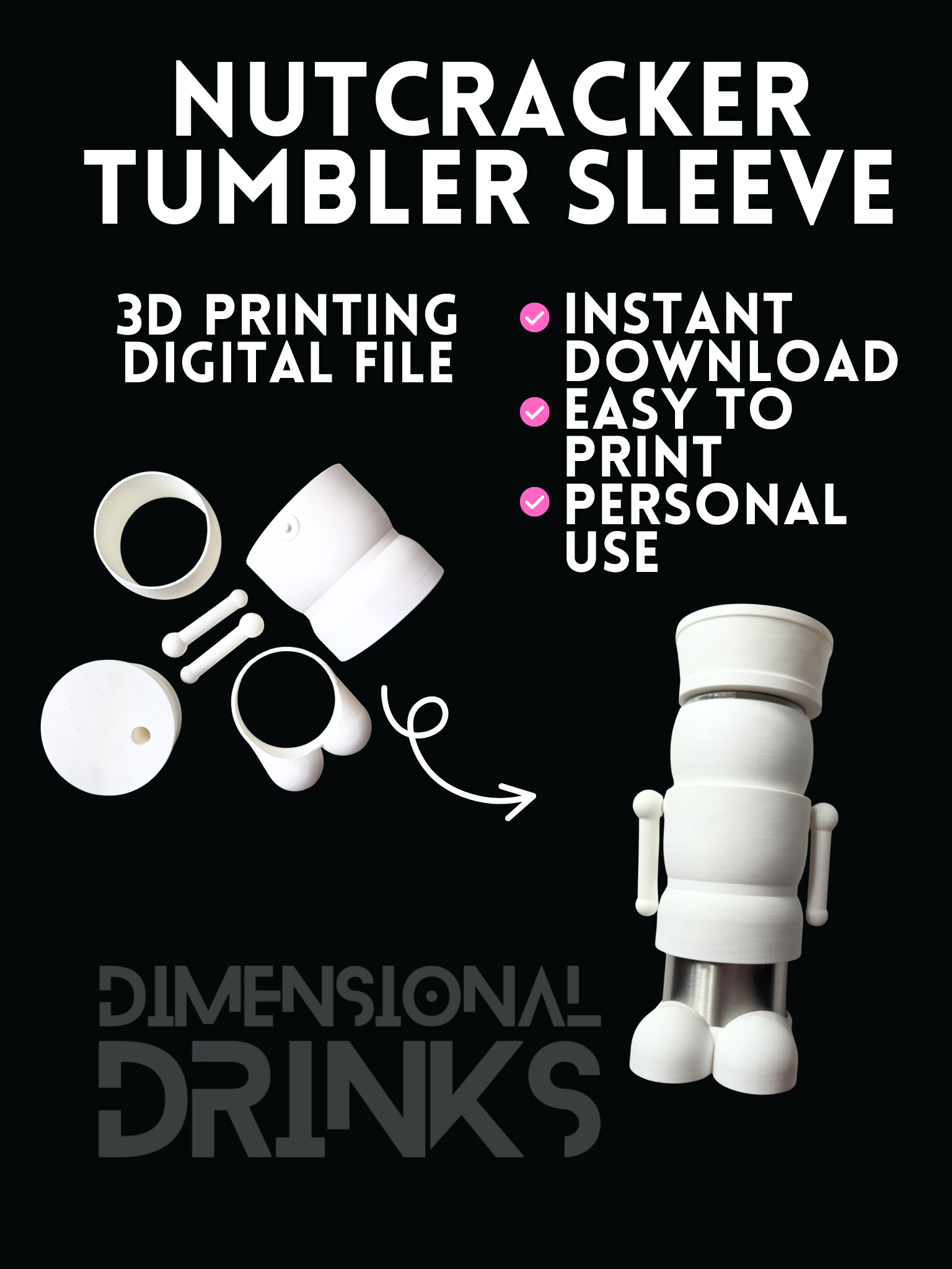Nutcracker 3D Tumbler Sleeve Digital STL File