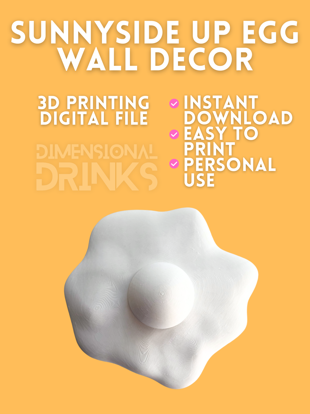 Sunny Side Up Egg Wall Decor Digital STL File