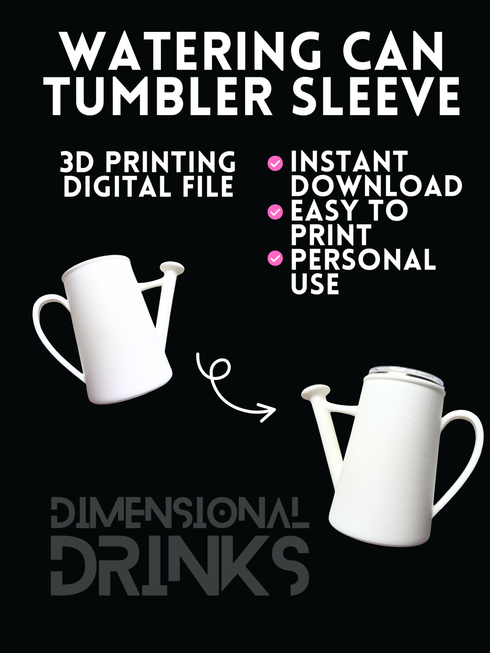 Watering Can 3D Tumbler Sleeve Digital STL File