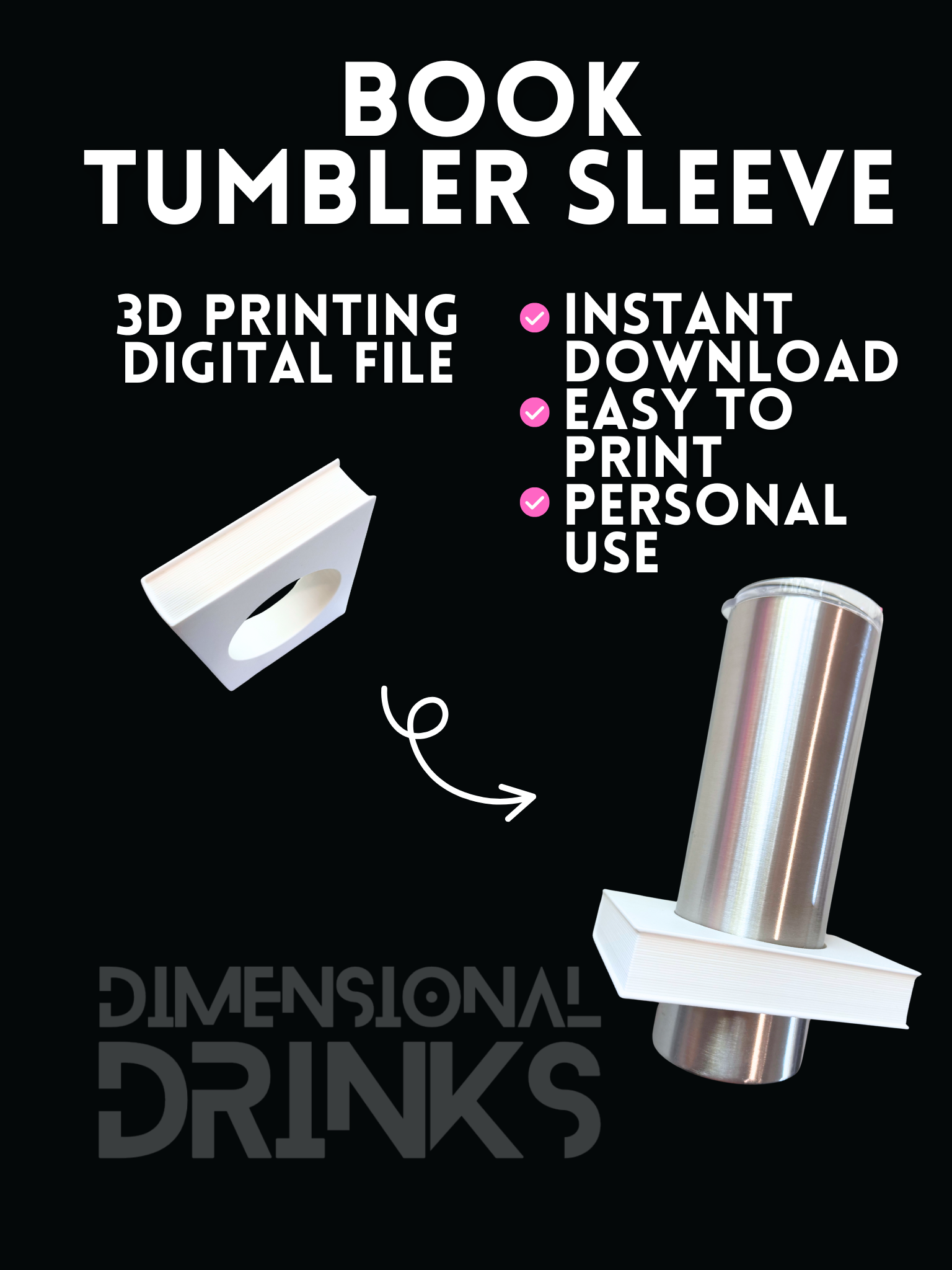 Book 3D Tumbler Sleeve Digital STL File