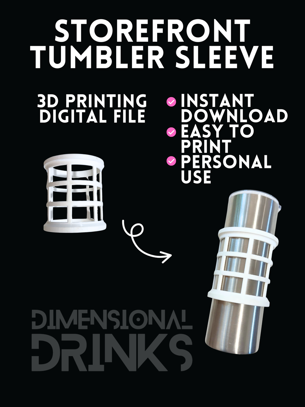 Storefront 3D Tumbler Sleeve Digital STL File