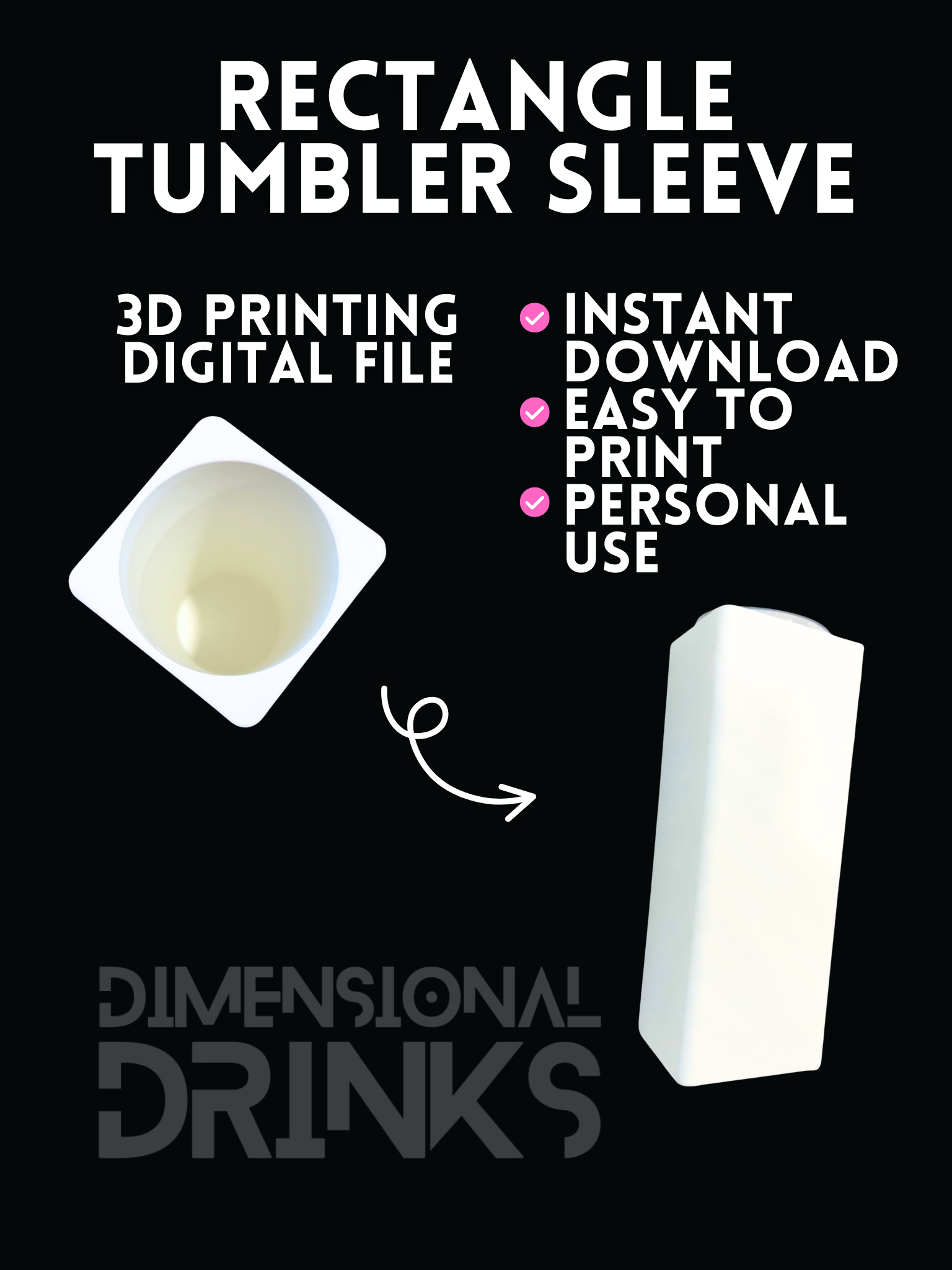 Rectangle 3D Tumbler Sleeve Digital STL File