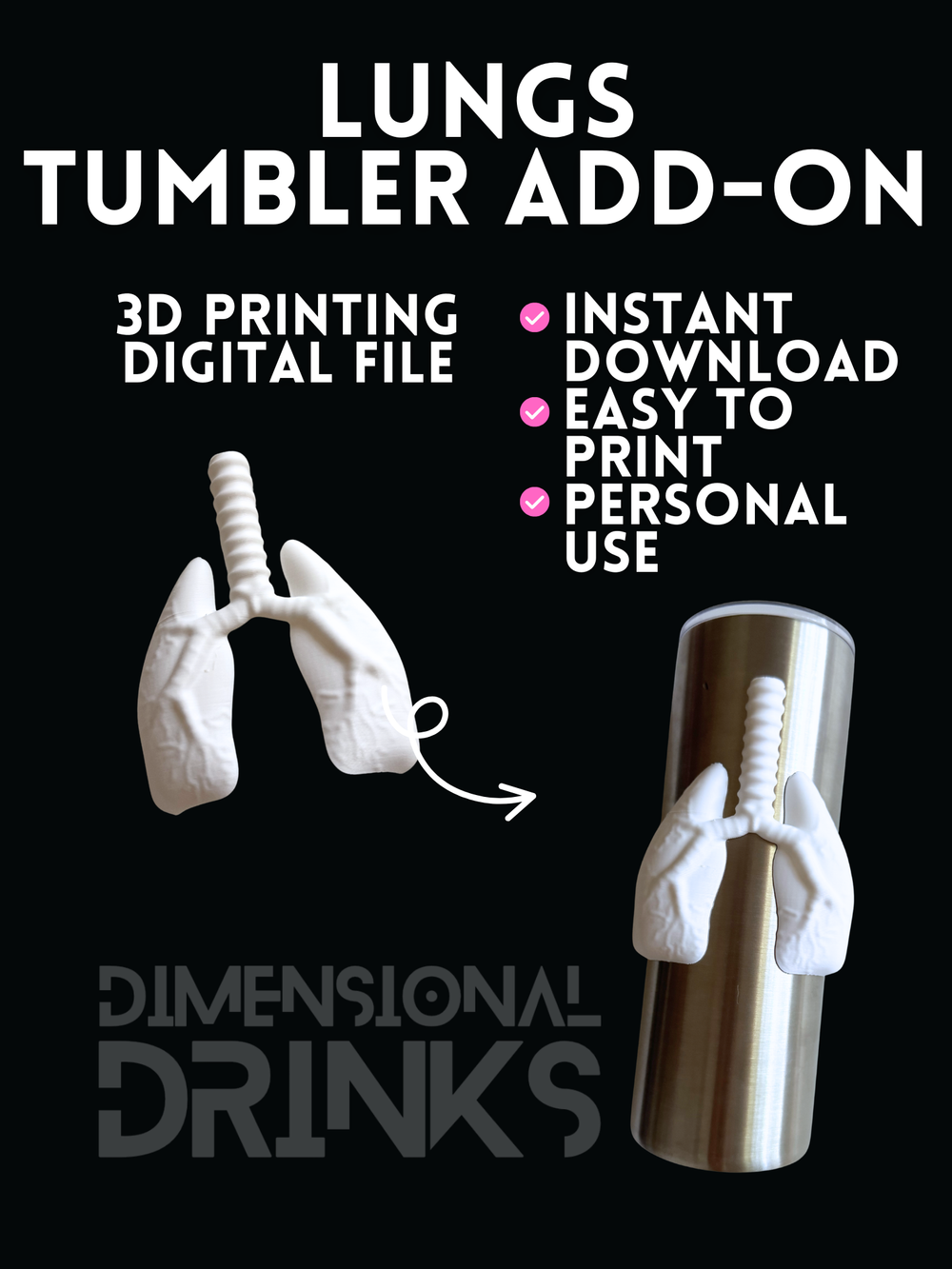 Lungs 3D Tumbler Sleeve Digital STL File