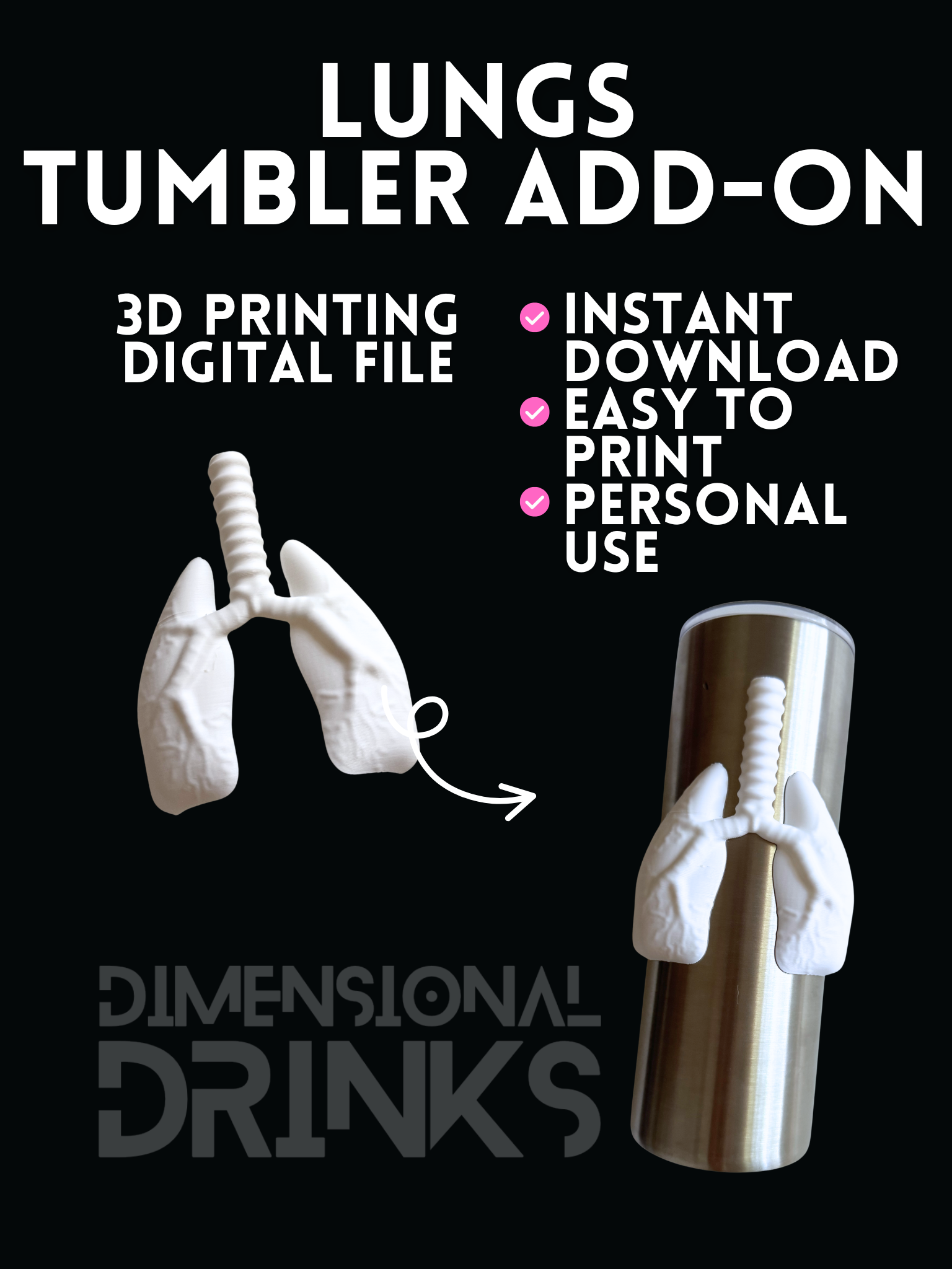 Lungs 3D Tumbler Sleeve Digital STL File