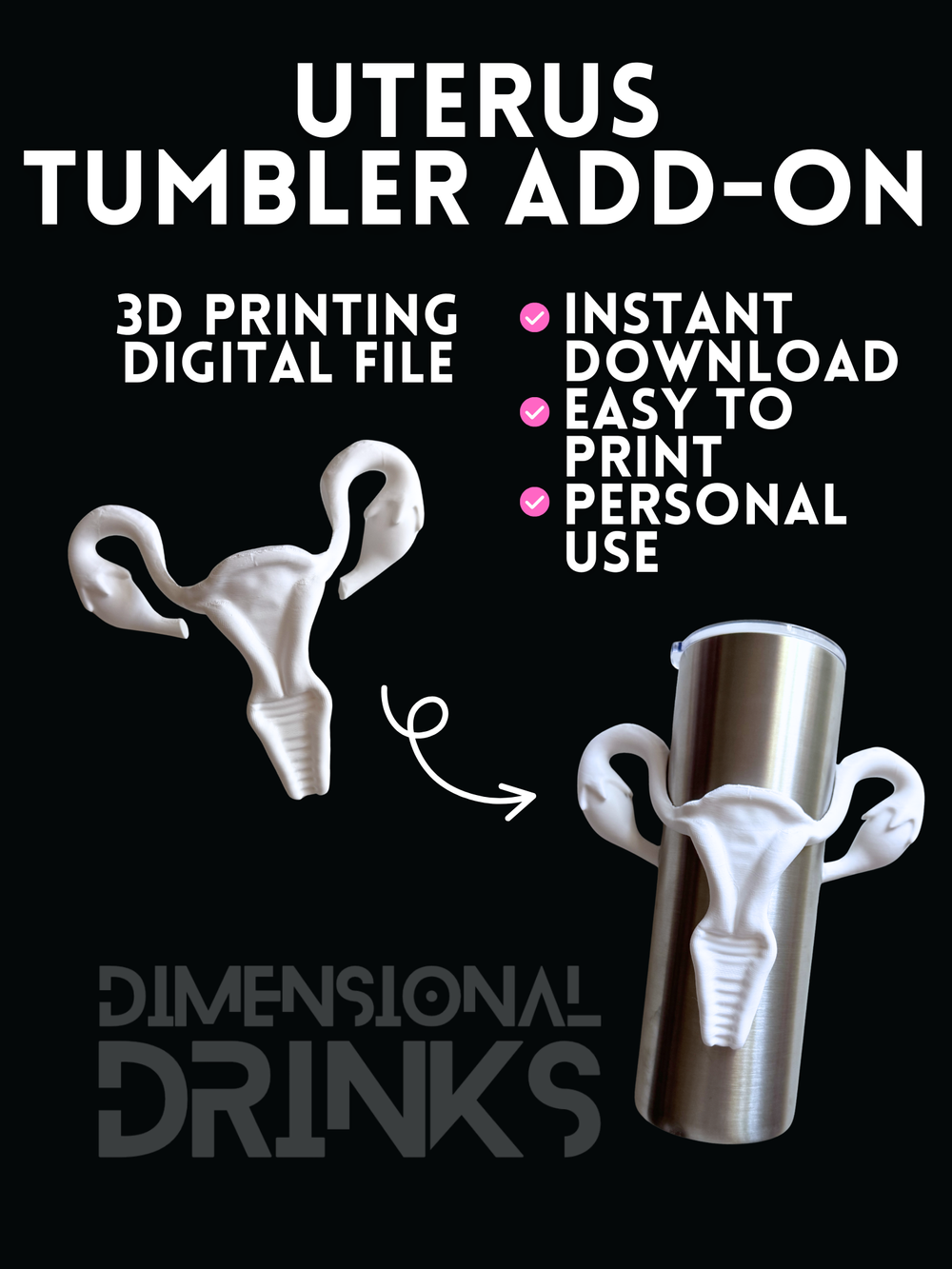 Uterus 3D Tumbler Sleeve Digital STL File