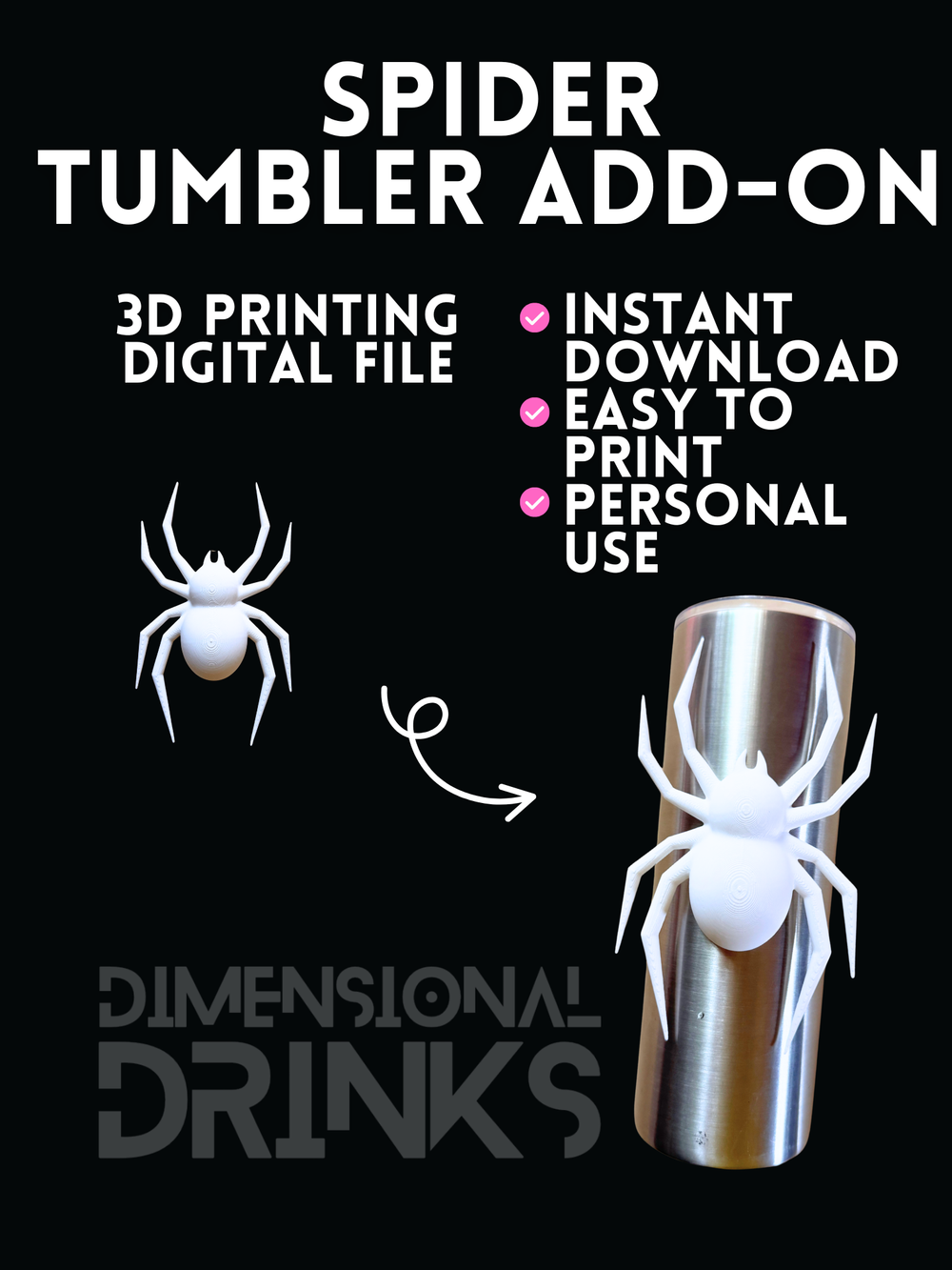 Spider 3D Tumbler Sleeve Digital STL File