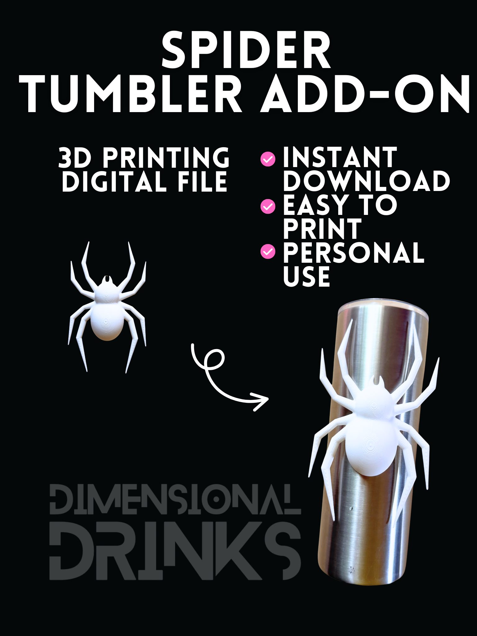 Spider 3D Tumbler Sleeve Digital STL File