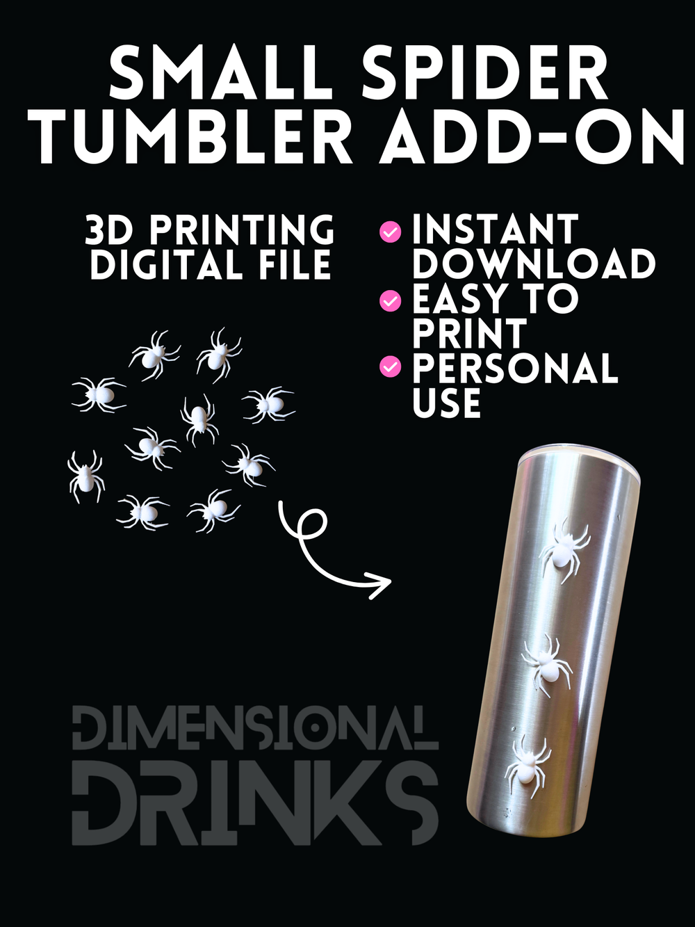Small Spider 3D Tumbler Sleeve Digital STL File