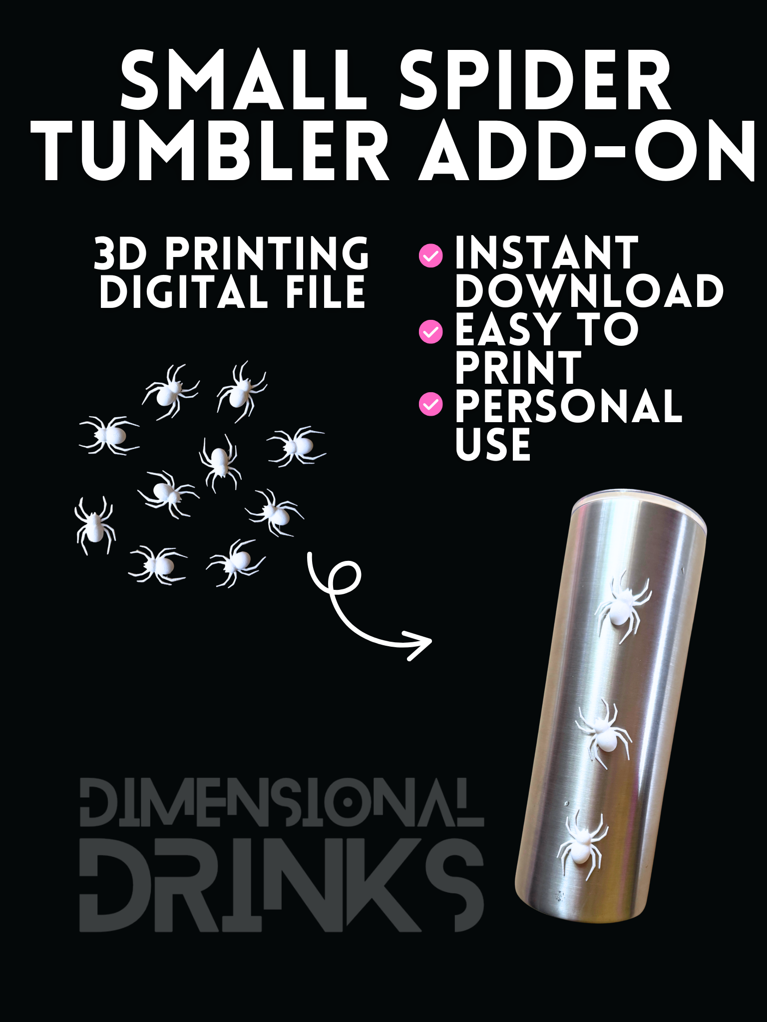 Small Spider 3D Tumbler Sleeve Digital STL File