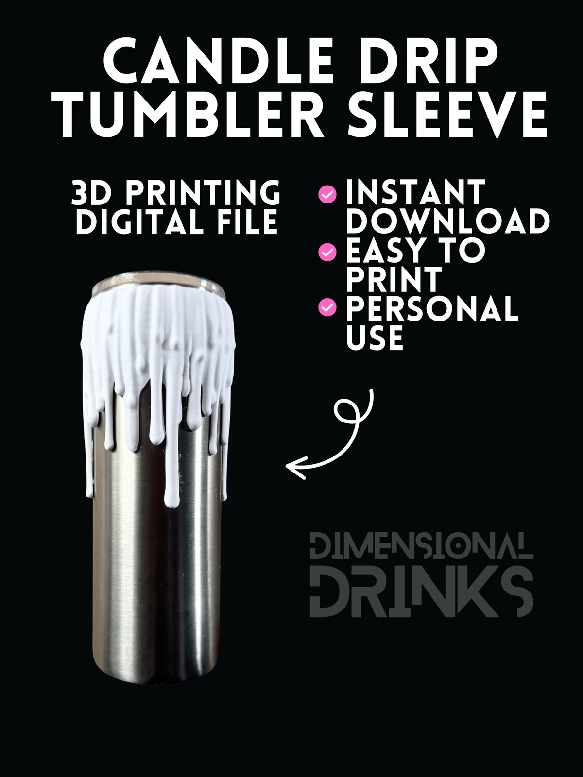 Candle Drip 3D Tumbler Sleeve Digital STL File