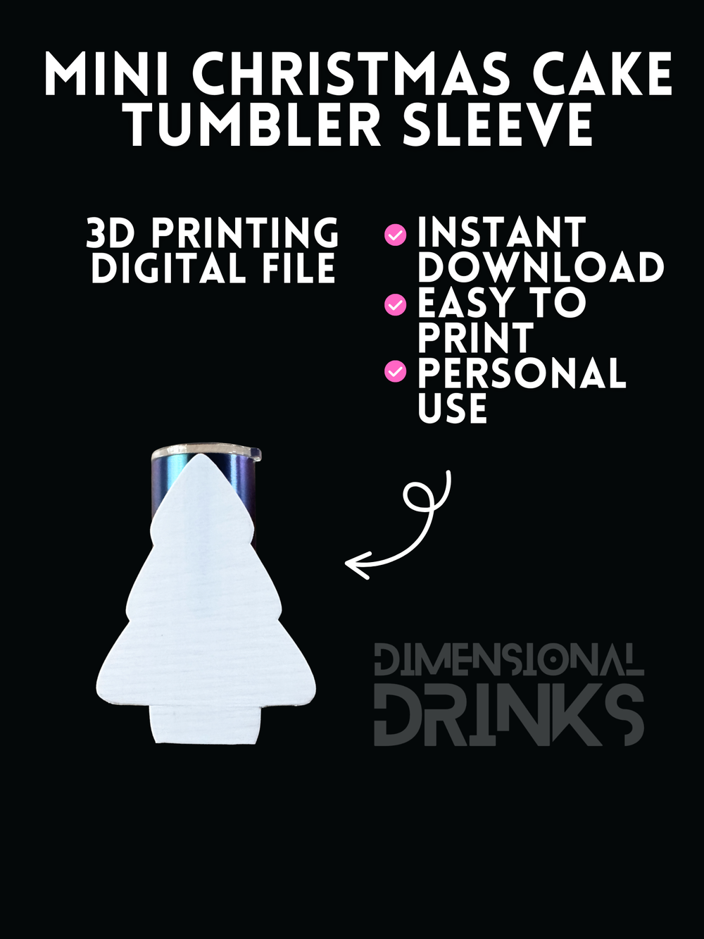 Mini Christmas Cake Tree 3D Tumbler Sleeve Digital STL File