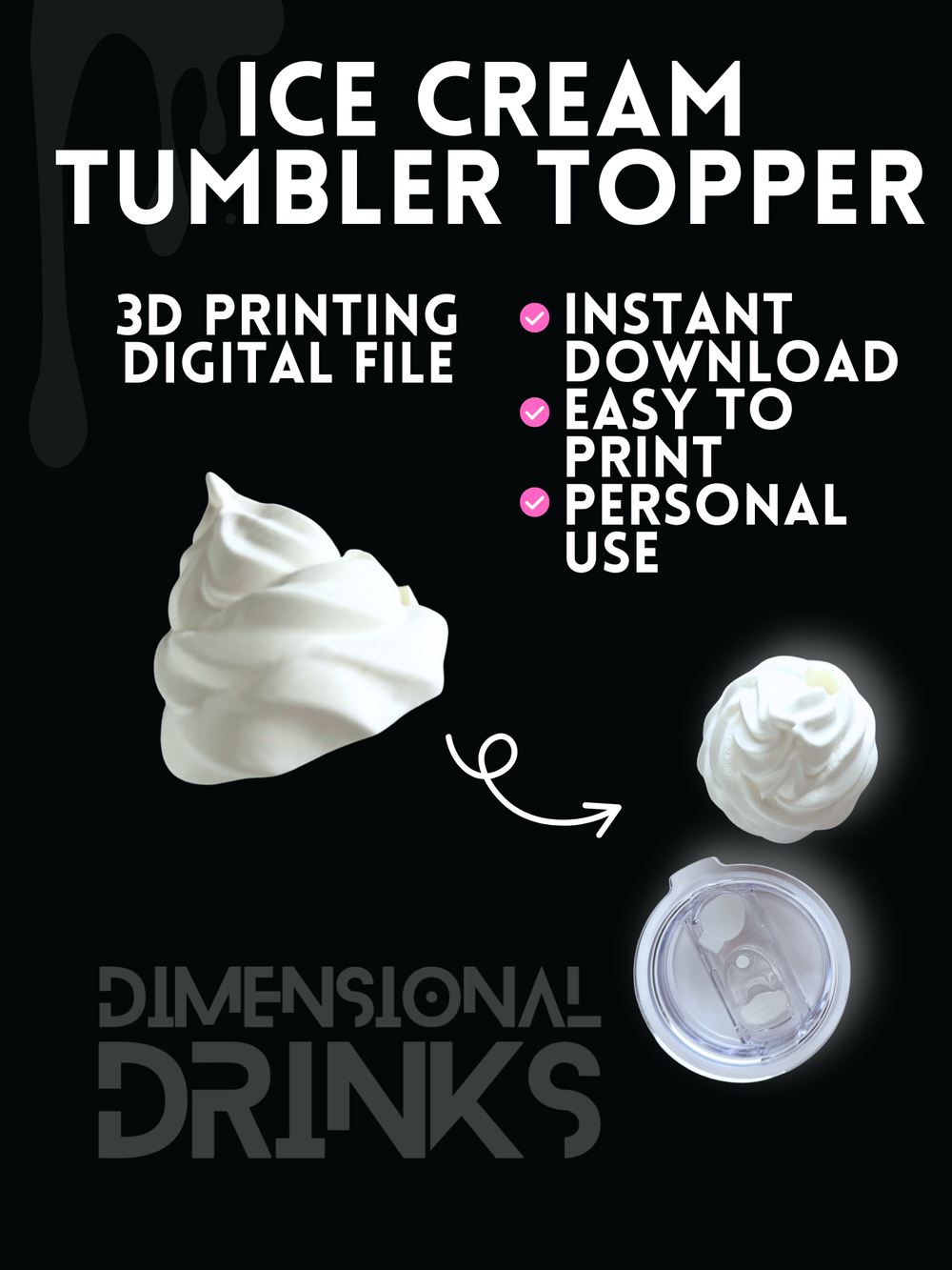 Small Ice Cream Topper Digital STL File