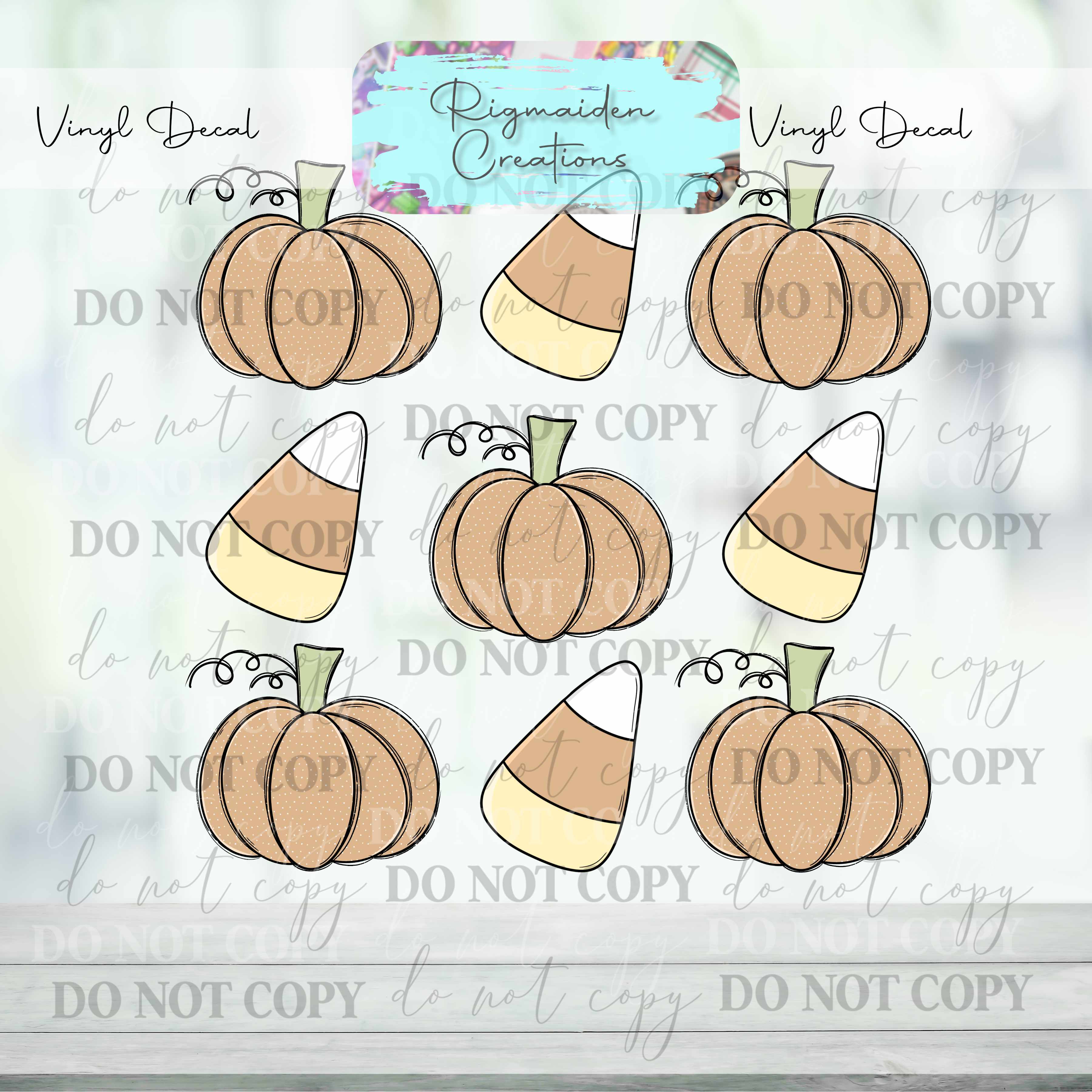 Pumpkins and Candy Corn Vinyl Decal