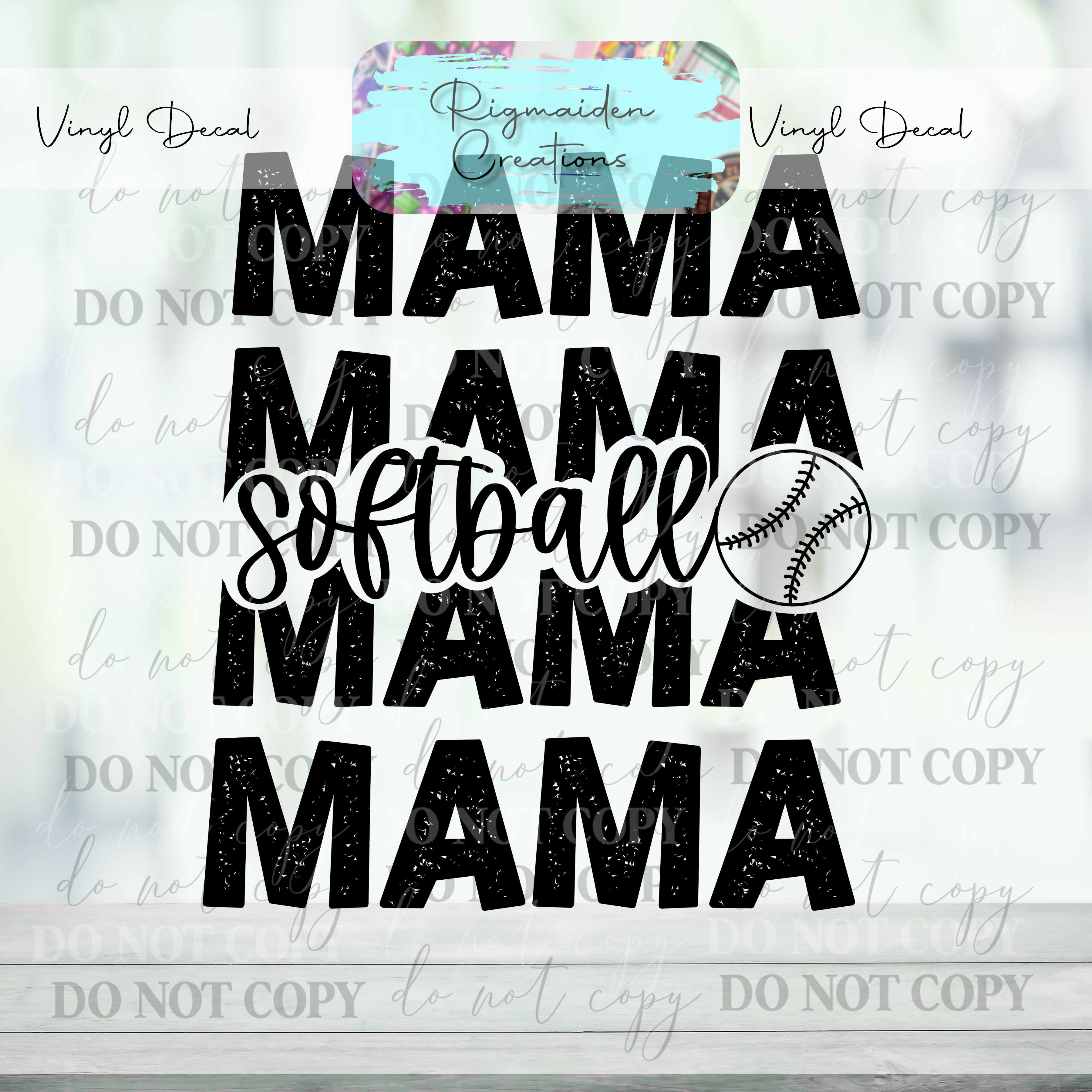 Mama Softball Vinyl Decal