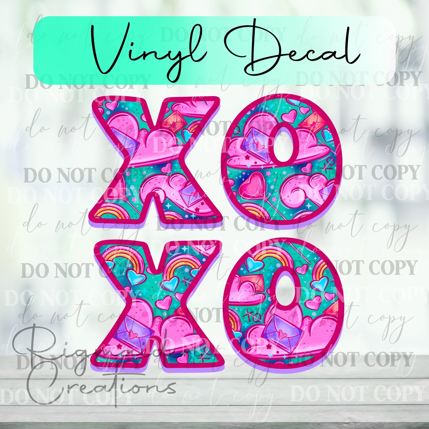 Colorful XOXO Valentine Vinyl Decal