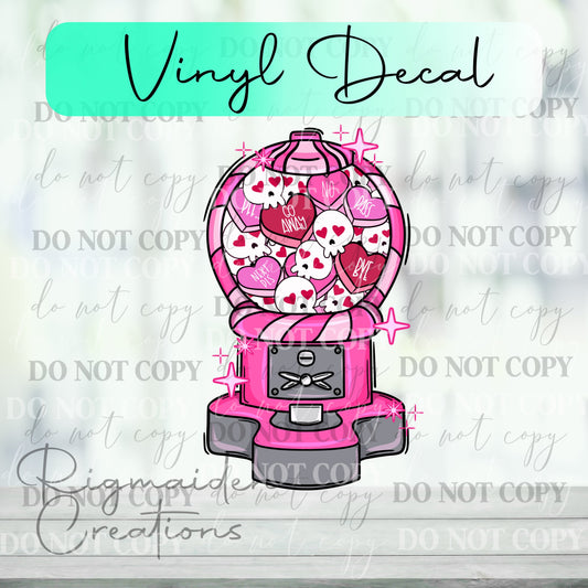 Valentine Hearts & Skulls Candy Machine Vinyl Decal