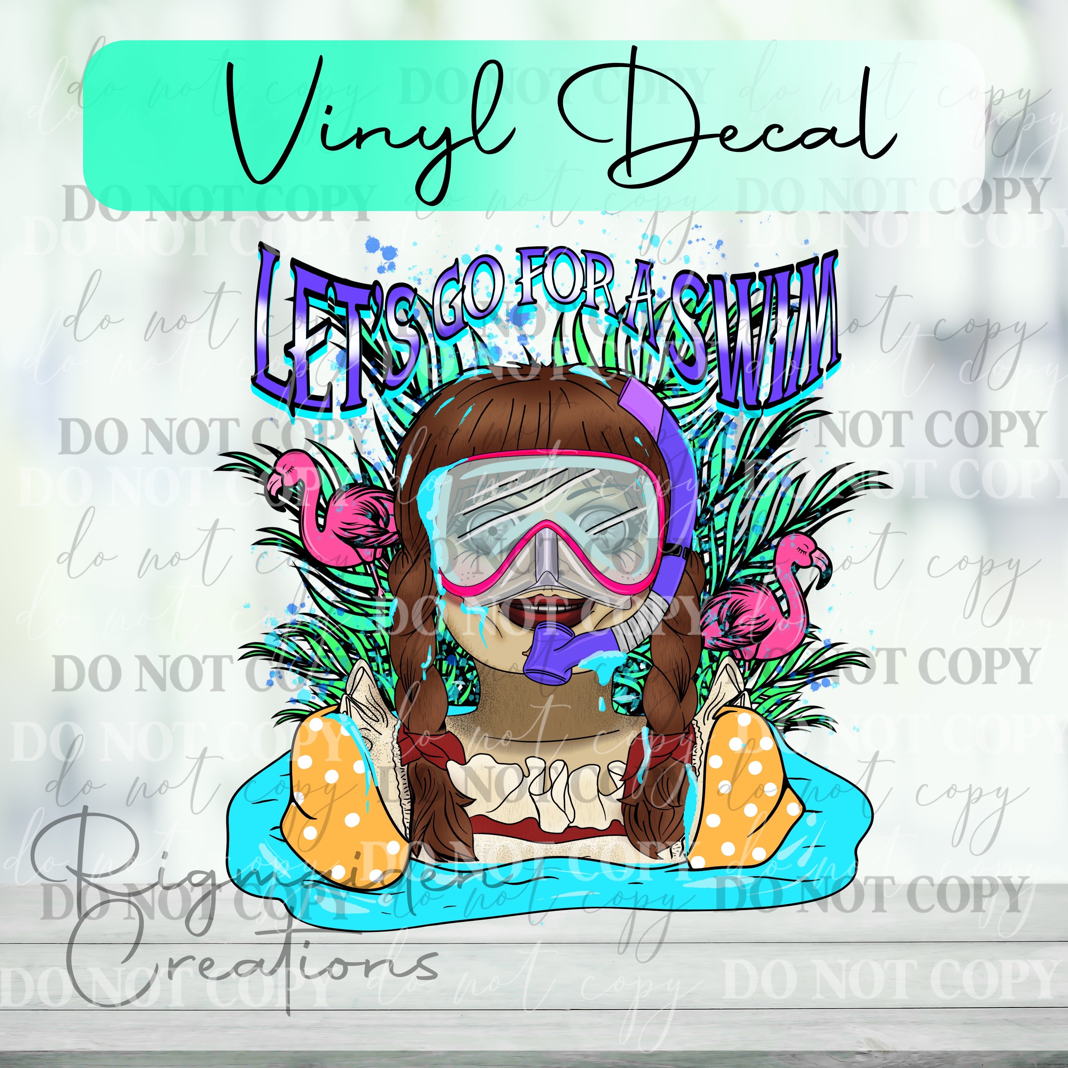 Anabel Let's Swim Vinyl Decal