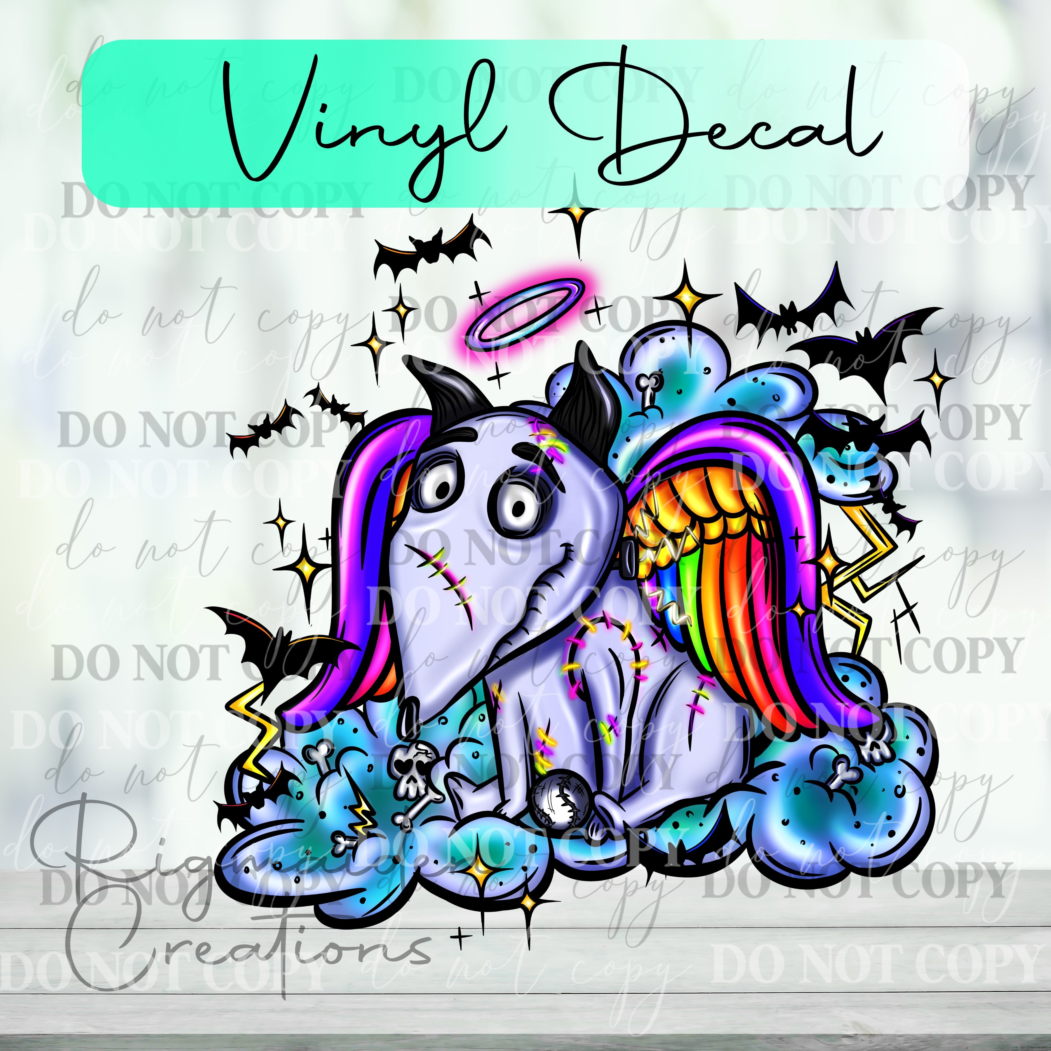 Spooky Dog Rainbow Vinyl Decal {MULTIPLE}