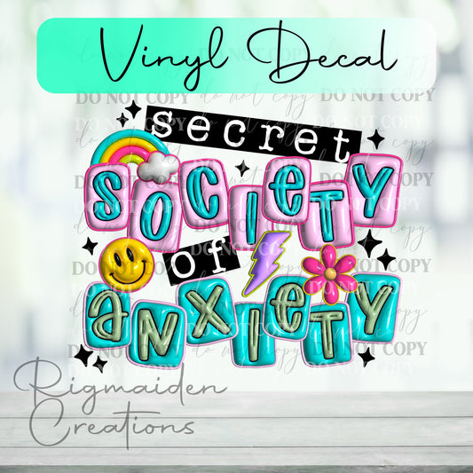 Secret Society of Anxiety Vinyl Decal