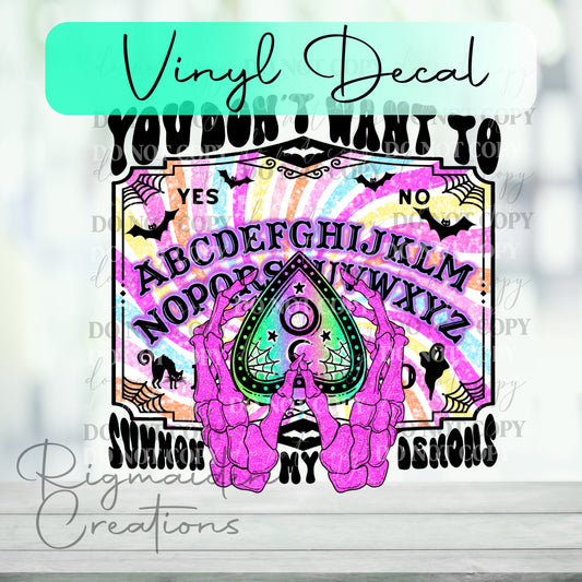 Summon Demons Ouija Vinyl Decal