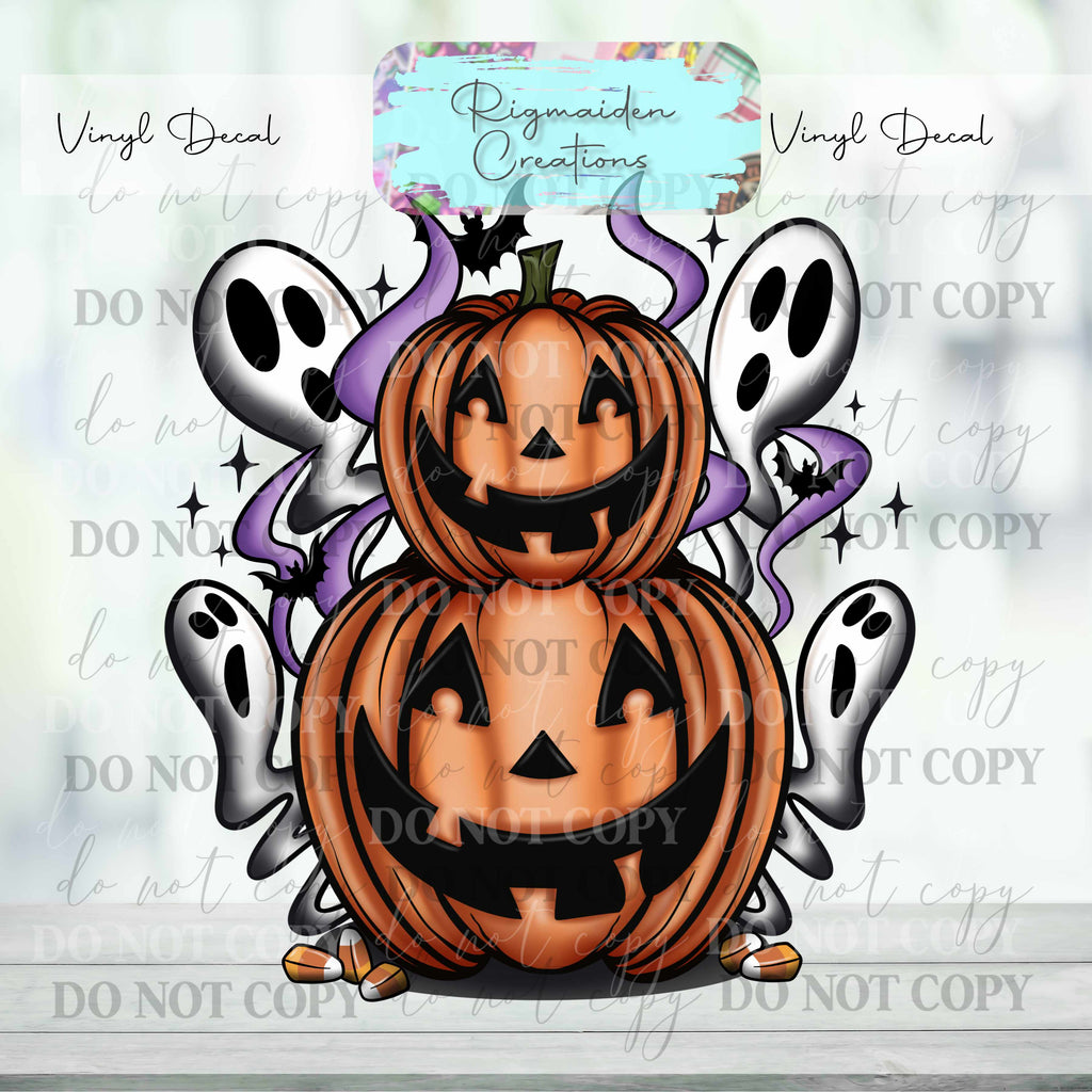 Jack-O-Lantern Ghost Vinyl Decal {Multiple}