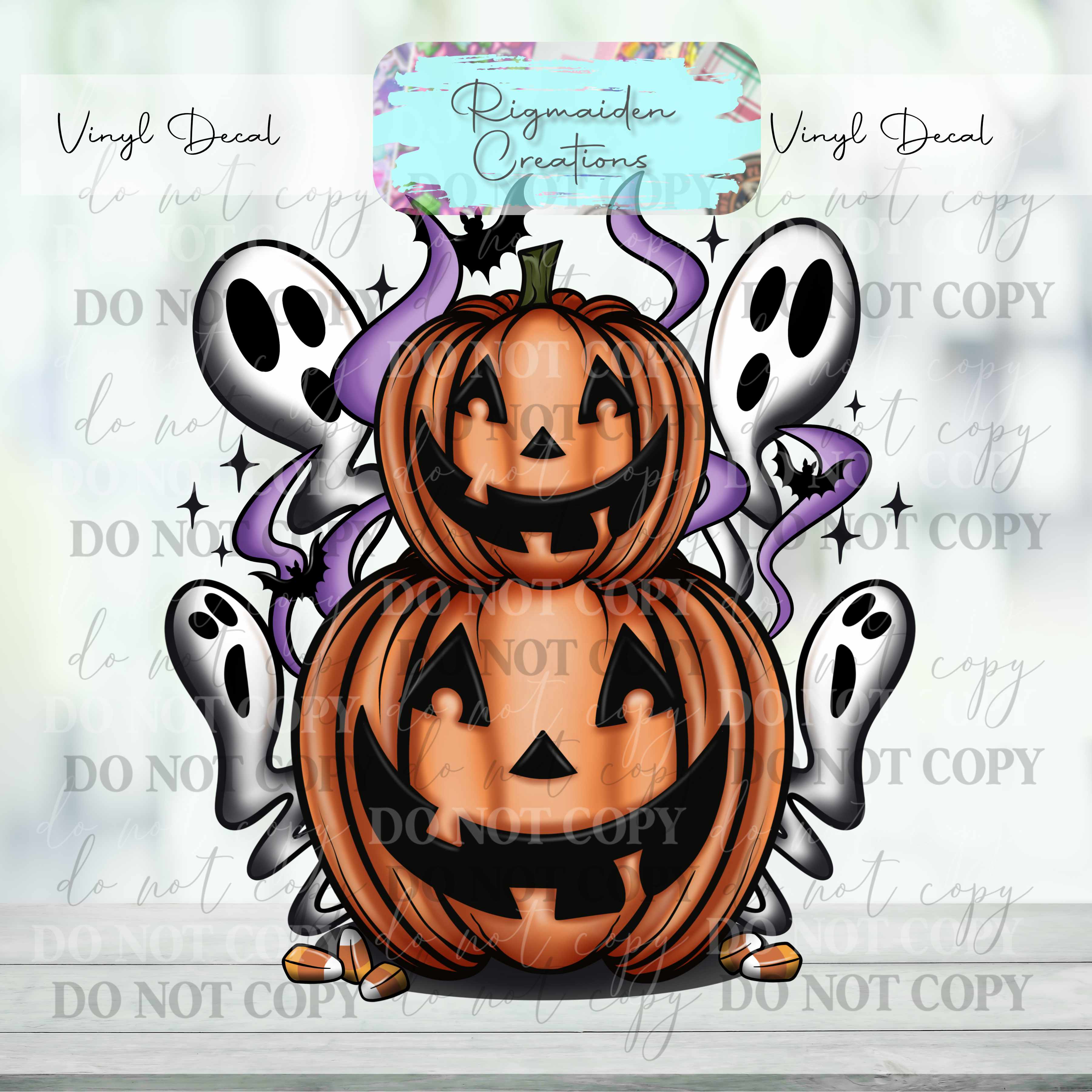 Jack-O-Lantern Ghost Vinyl Decal {Multiple}