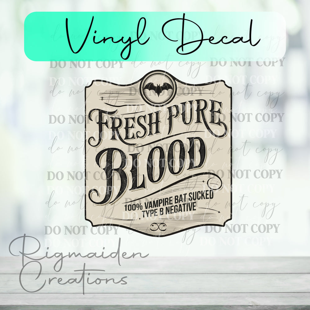 Fresh Blood Potion Label Vinyl Decal