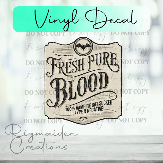 Fresh Pure Blood Potion Label Vinyl Decal